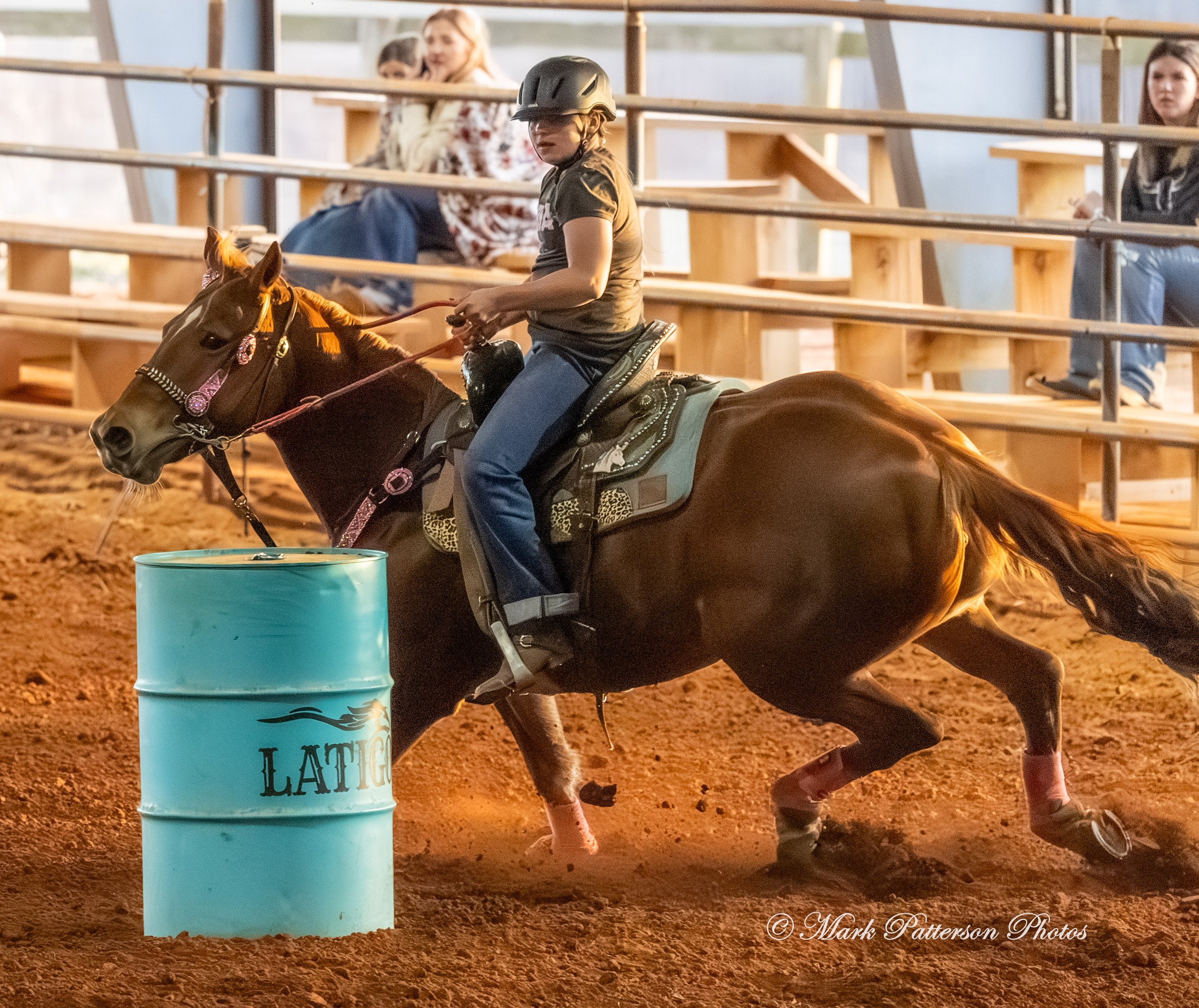January 4, 2026, a barrel racing team competing at Latigo Farm in Landrum. #18651