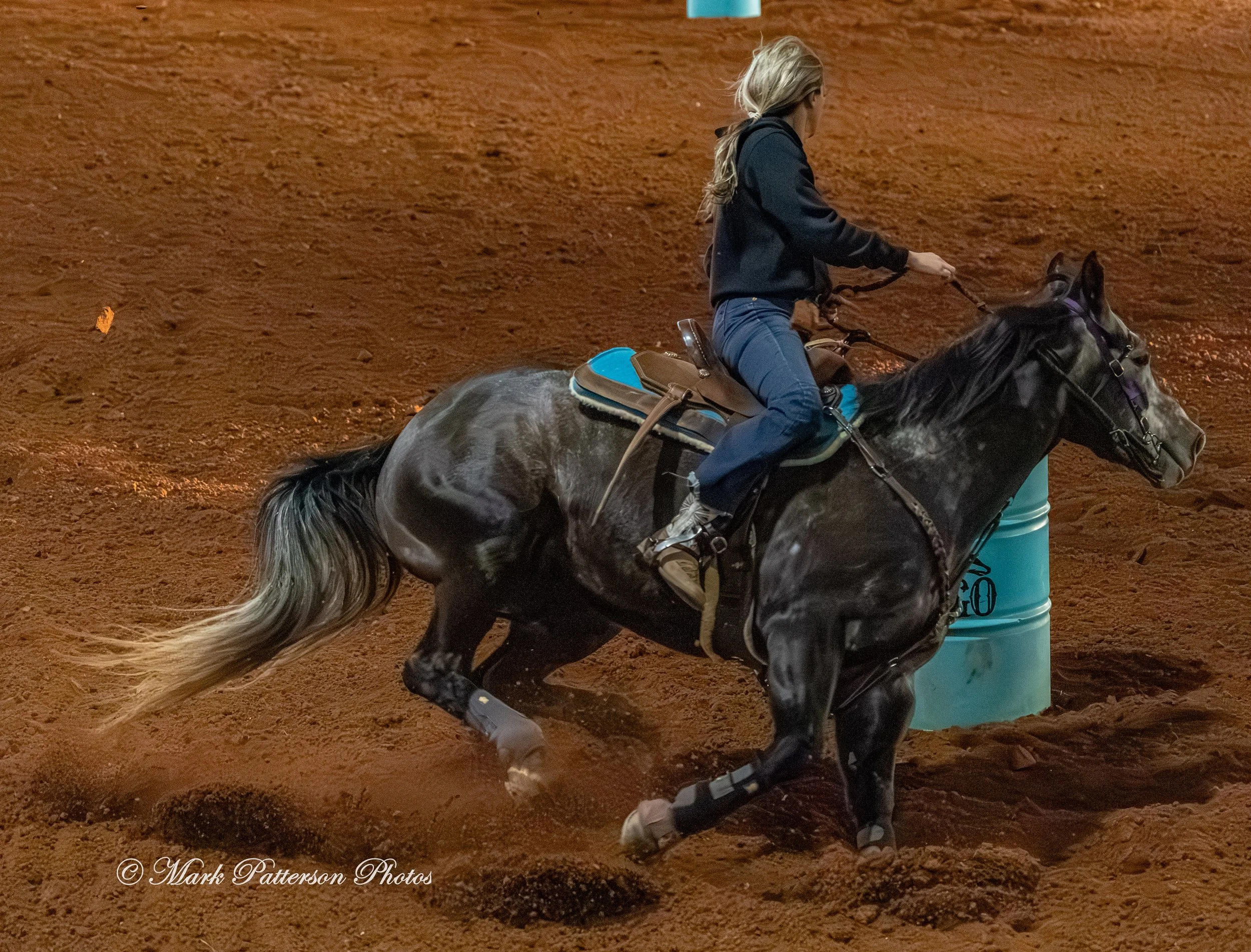 January 4, 2026, a barrel racing team competing at Latigo Farm in Landrum. #18695