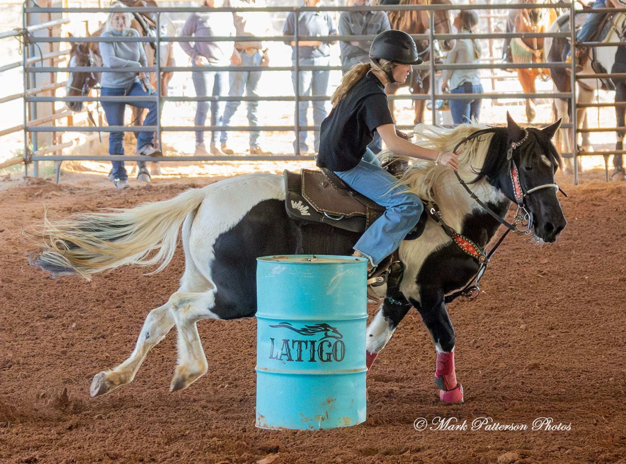 January 4, 2026, a barrel racing team competing at Latigo Farm in Landrum. #17773