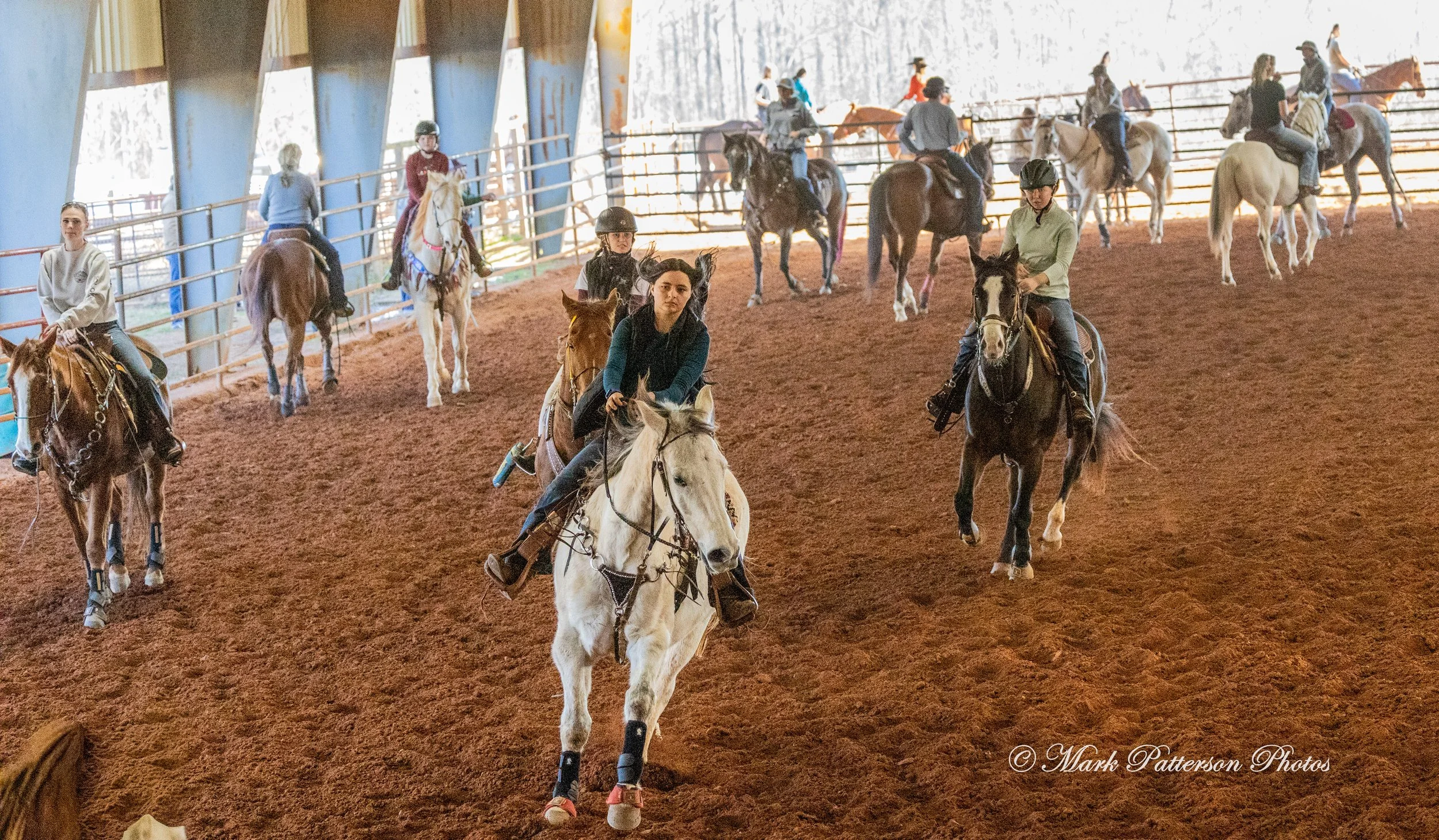January 4, 2026, a barrel racing team competing at Latigo Farm in Landrum. #17704