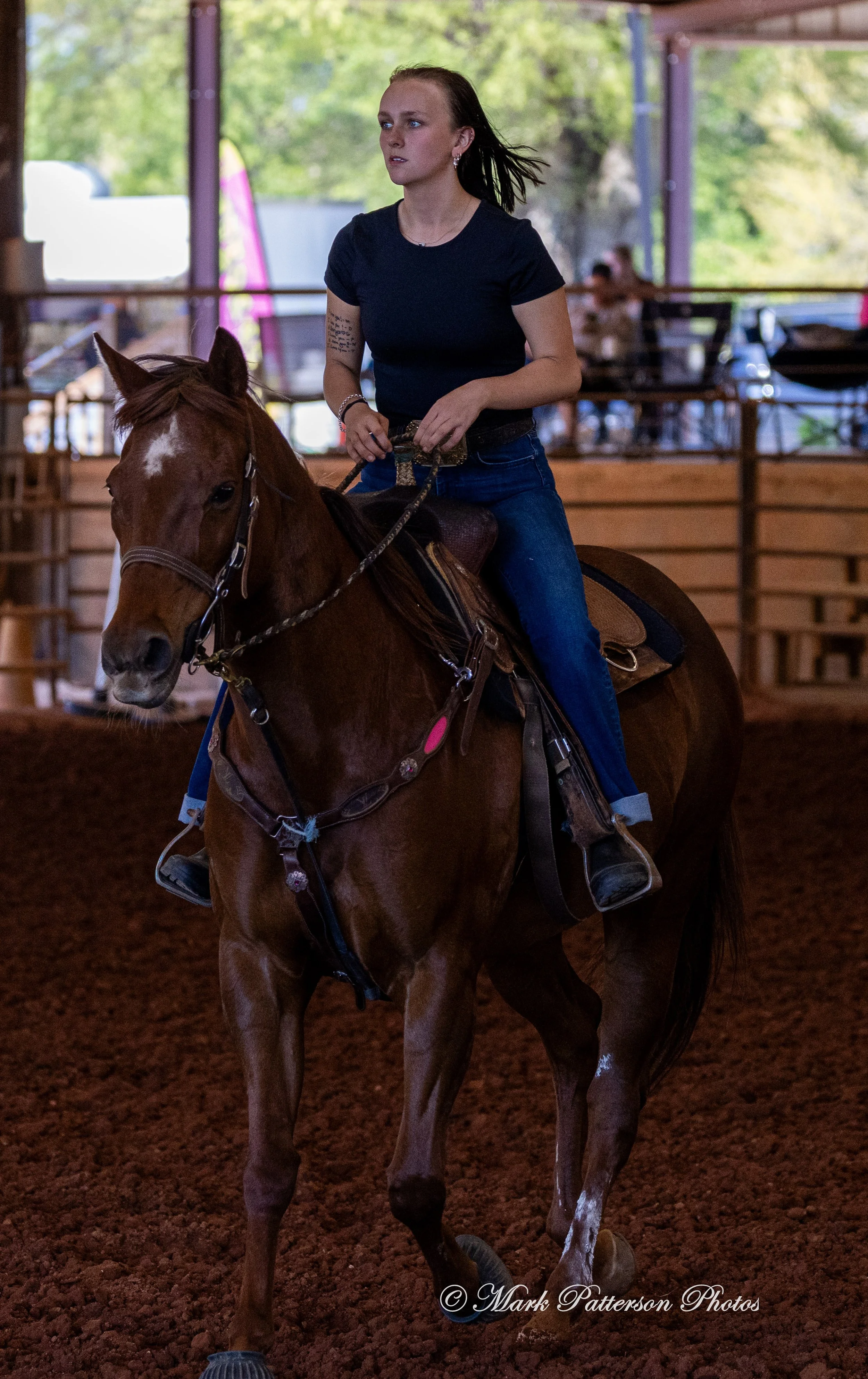 April 11, 2026, a barrel racing team competing at Latigo Farm in Landrum, SC. #1375