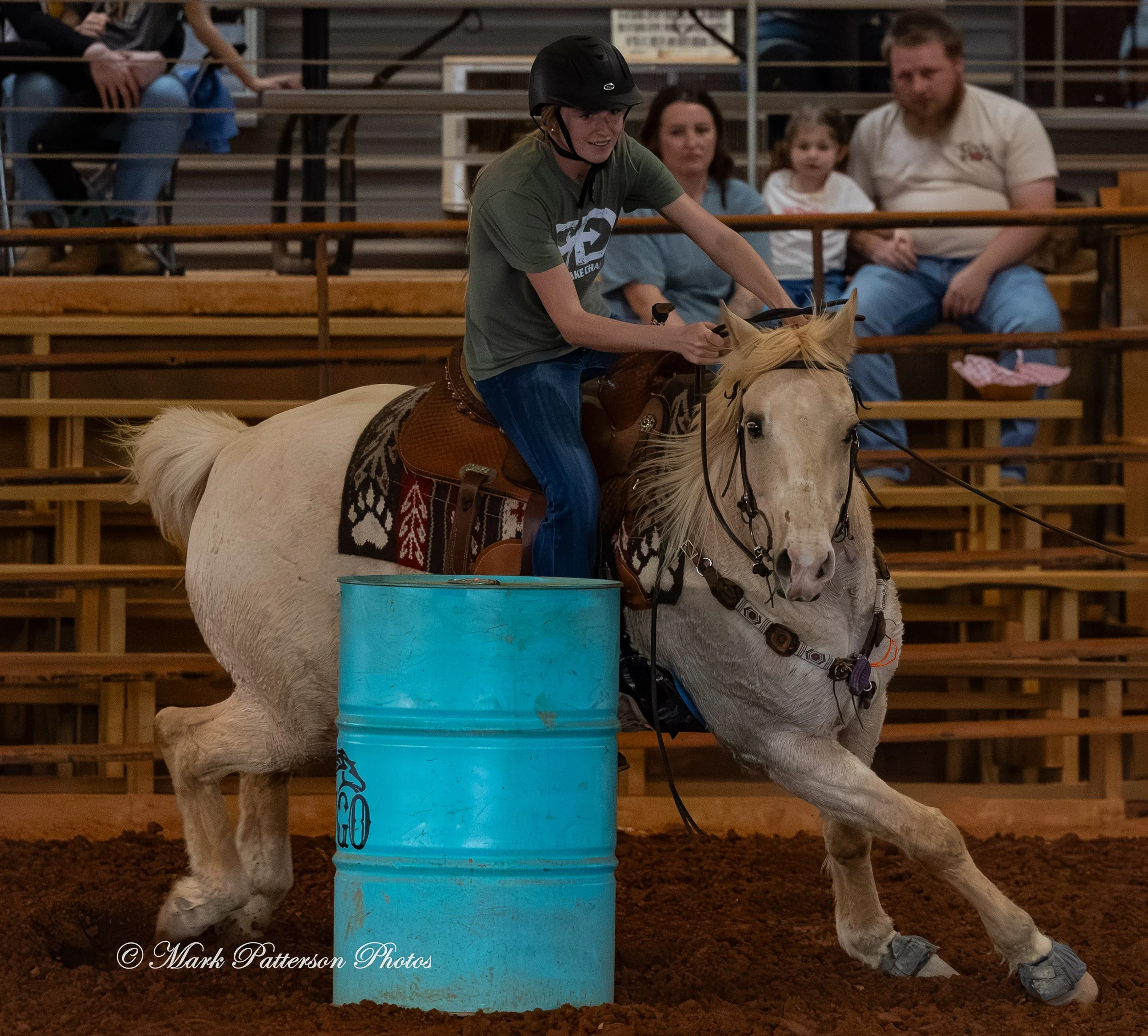 March 1, 2026, a barrel racing team competing at Latigo Farm in Landrum, SC. #25125