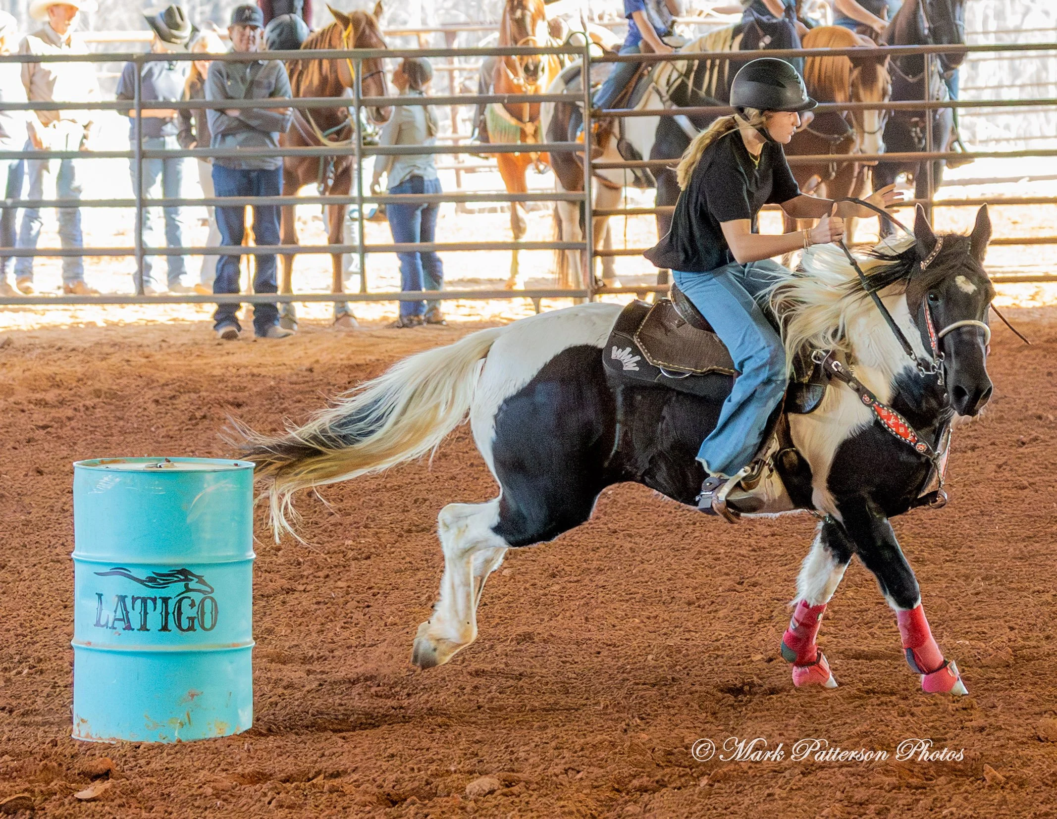January 4, 2026, a barrel racing team competing at Latigo Farm in Landrum. #17774