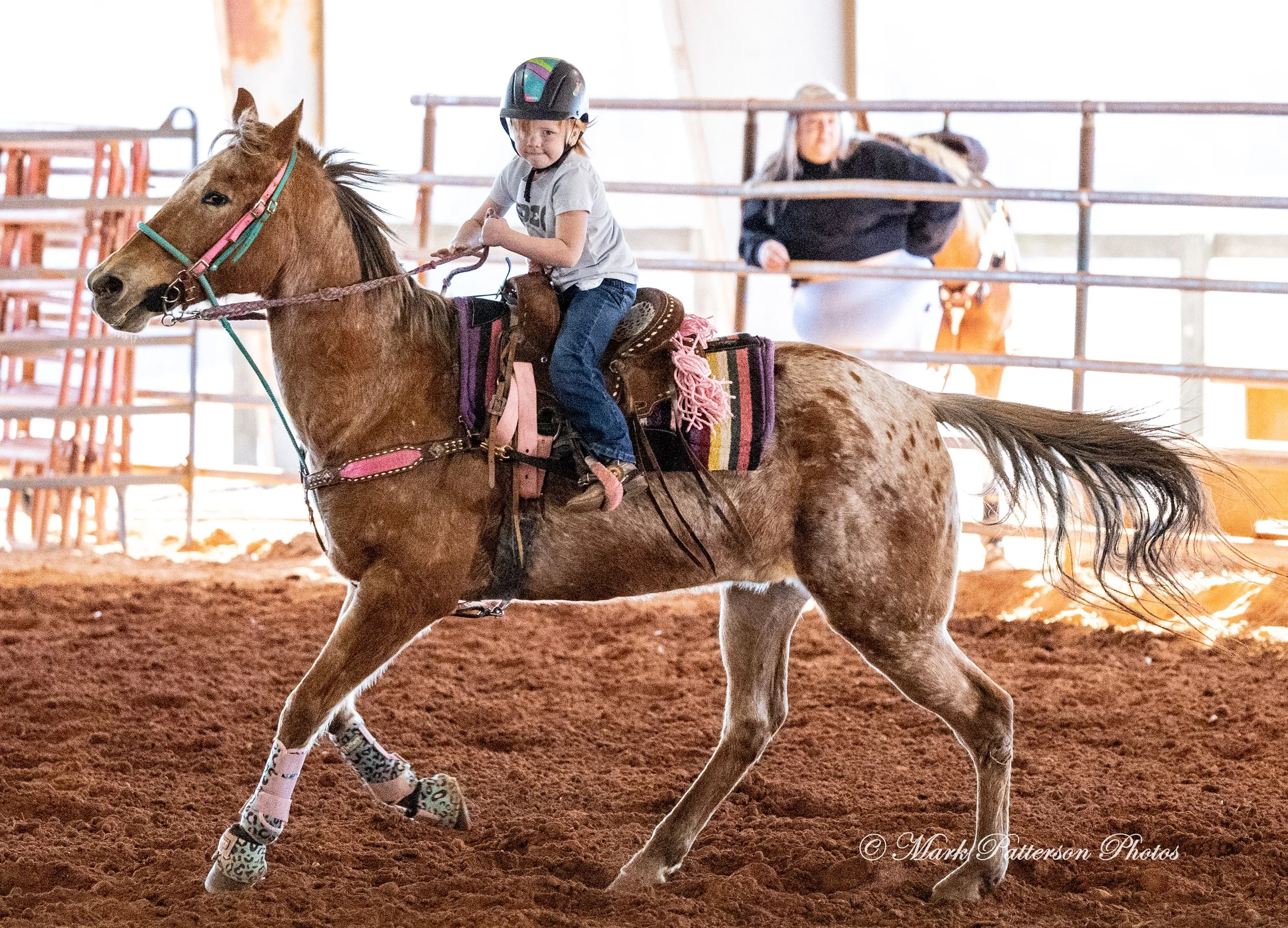 January 4, 2026, a barrel racing team competing at Latigo Farm in Landrum. #17432