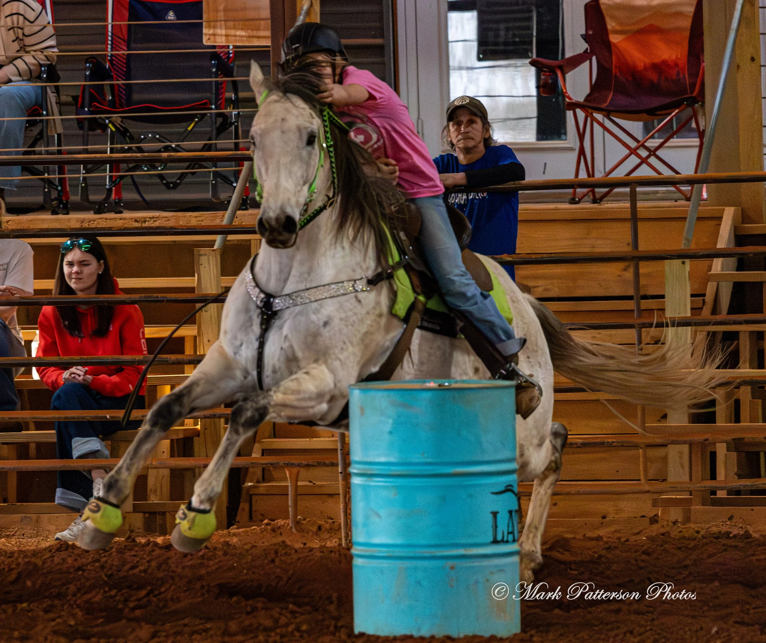 March 1, 2026, a barrel racing team competing at Latigo Farm in Landrum, SC. #26978