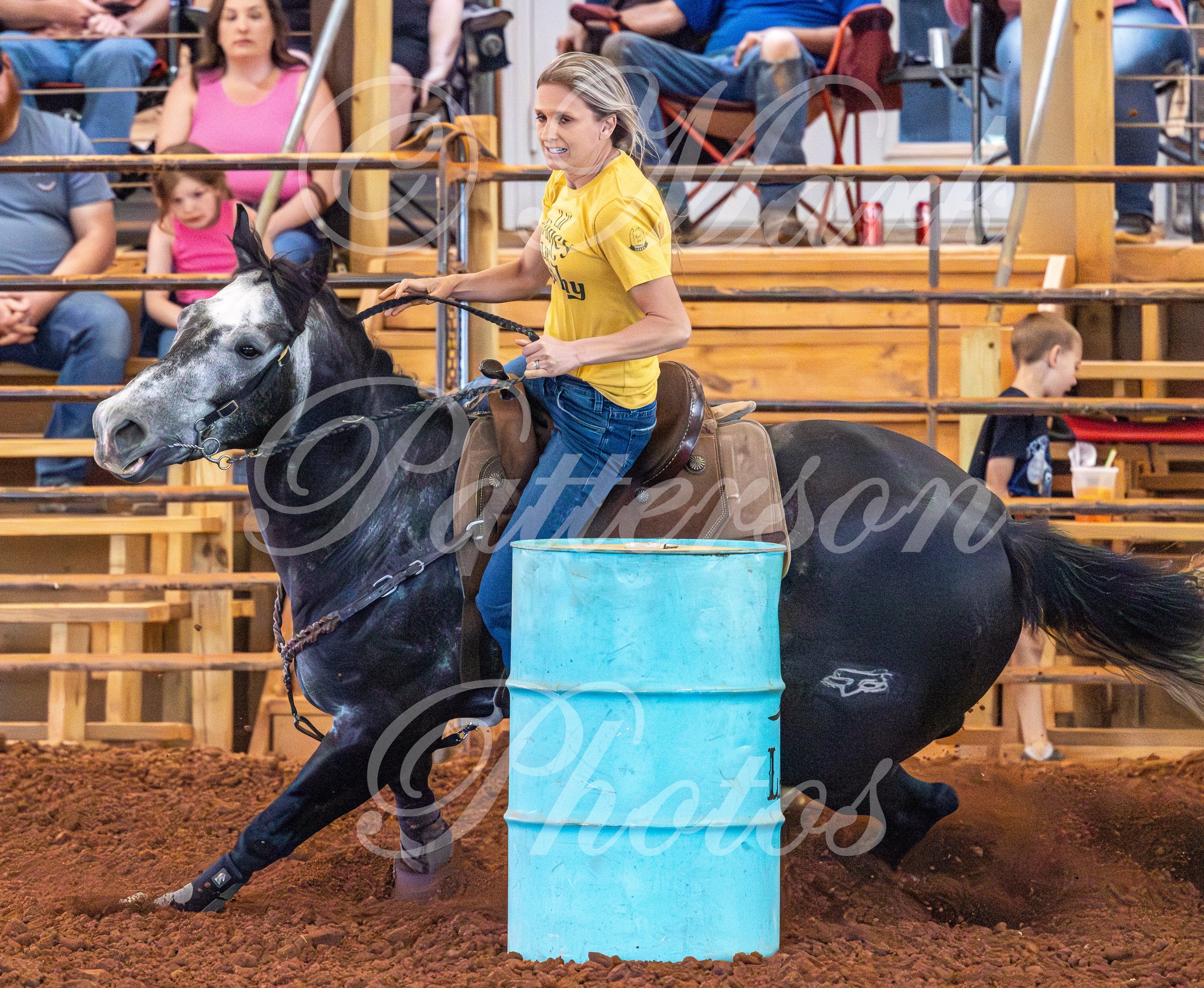 May 3, 2026, a barrel racing team competing at Latigo Farm in Landrum, SC. #12074
