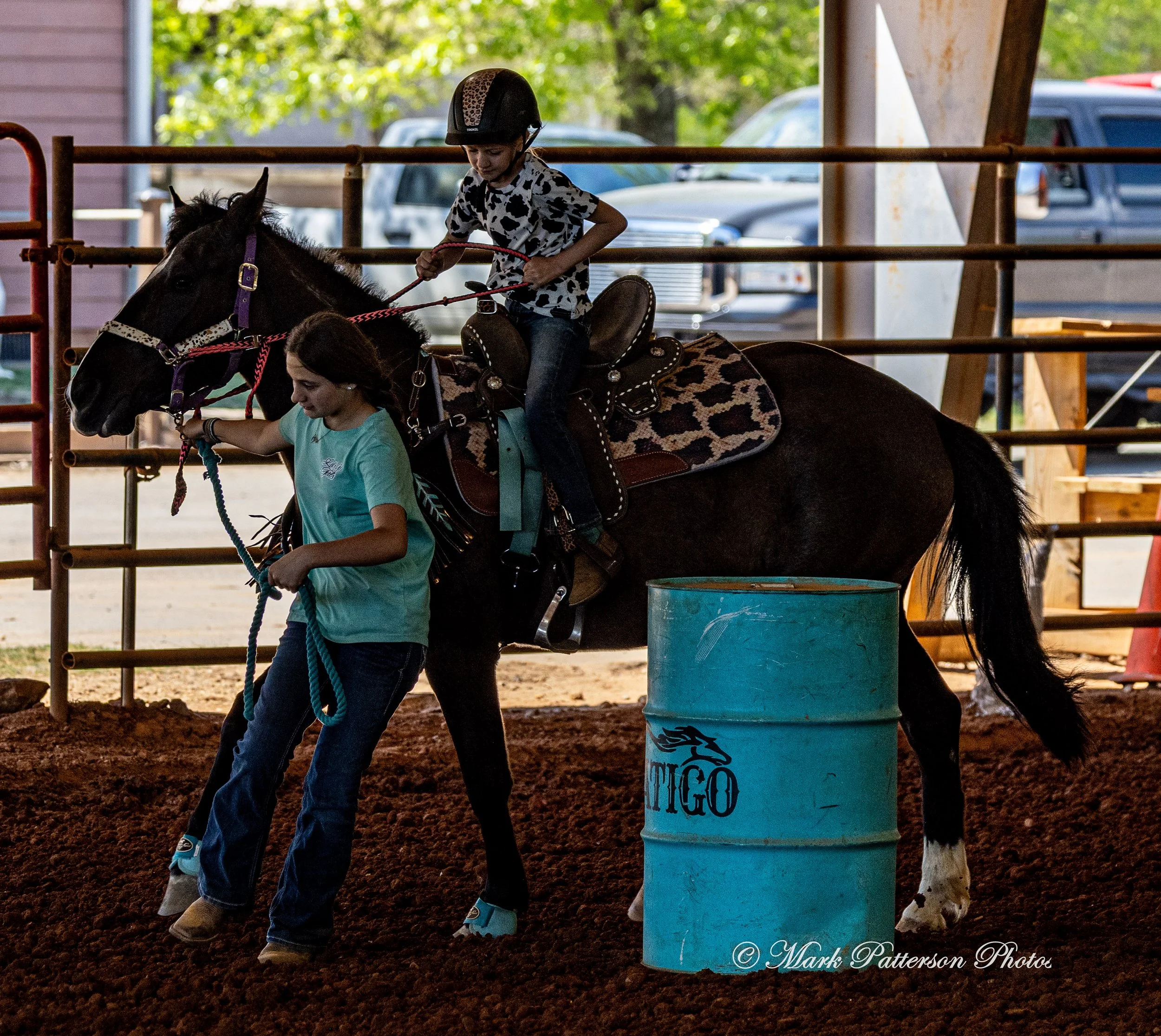 April 11, 2026, a barrel racing team competing at Latigo Farm in Landrum, SC. #1585