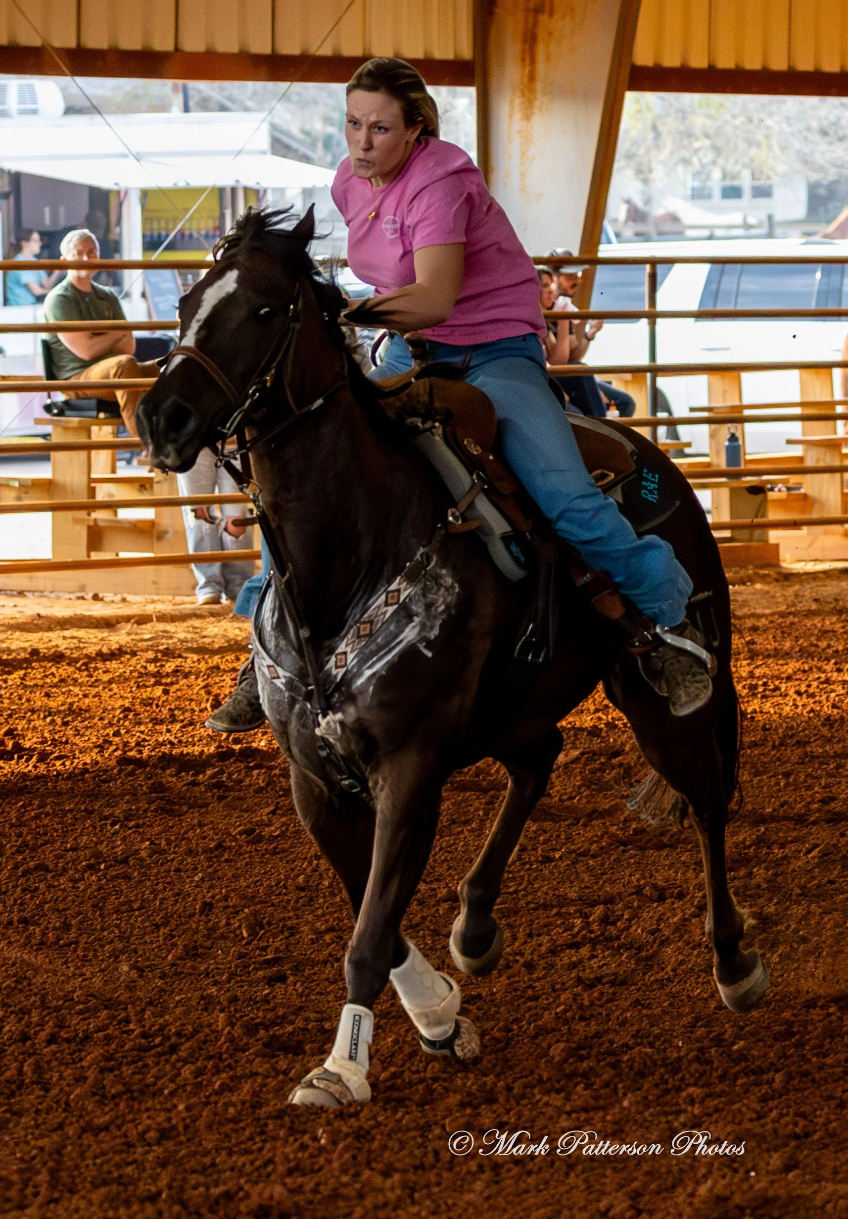 March 1, 2026, a barrel racing team competing at Latigo Farm in Landrum, SC. #26554