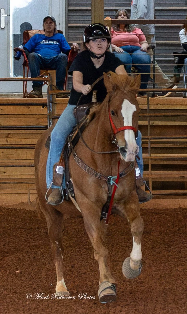 March 1, 2026, a barrel racing team competing at Latigo Farm in Landrum, SC. #25102