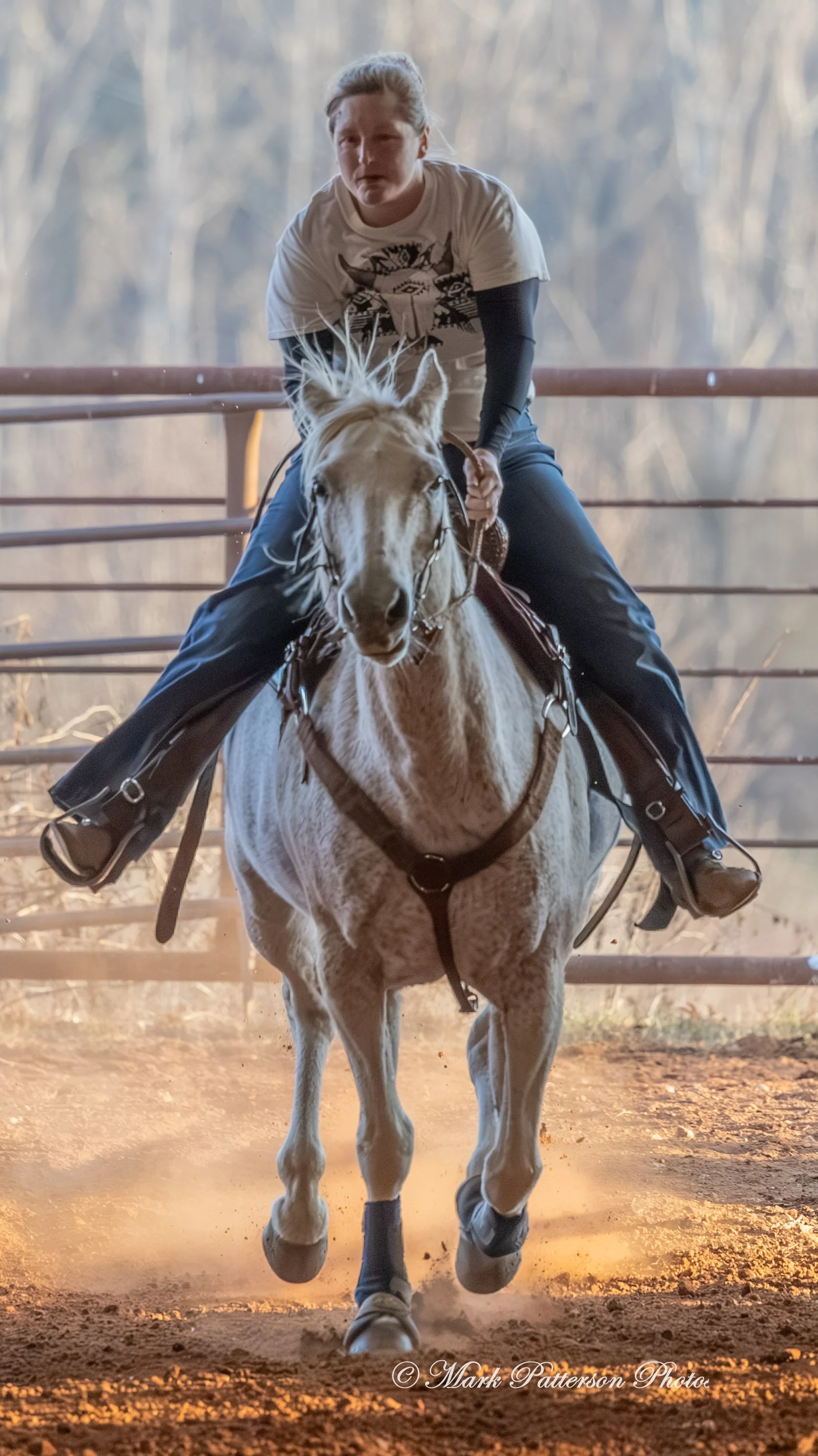 January 4, 2026, a barrel racing team competing at Latigo Farm in Landrum. #18332