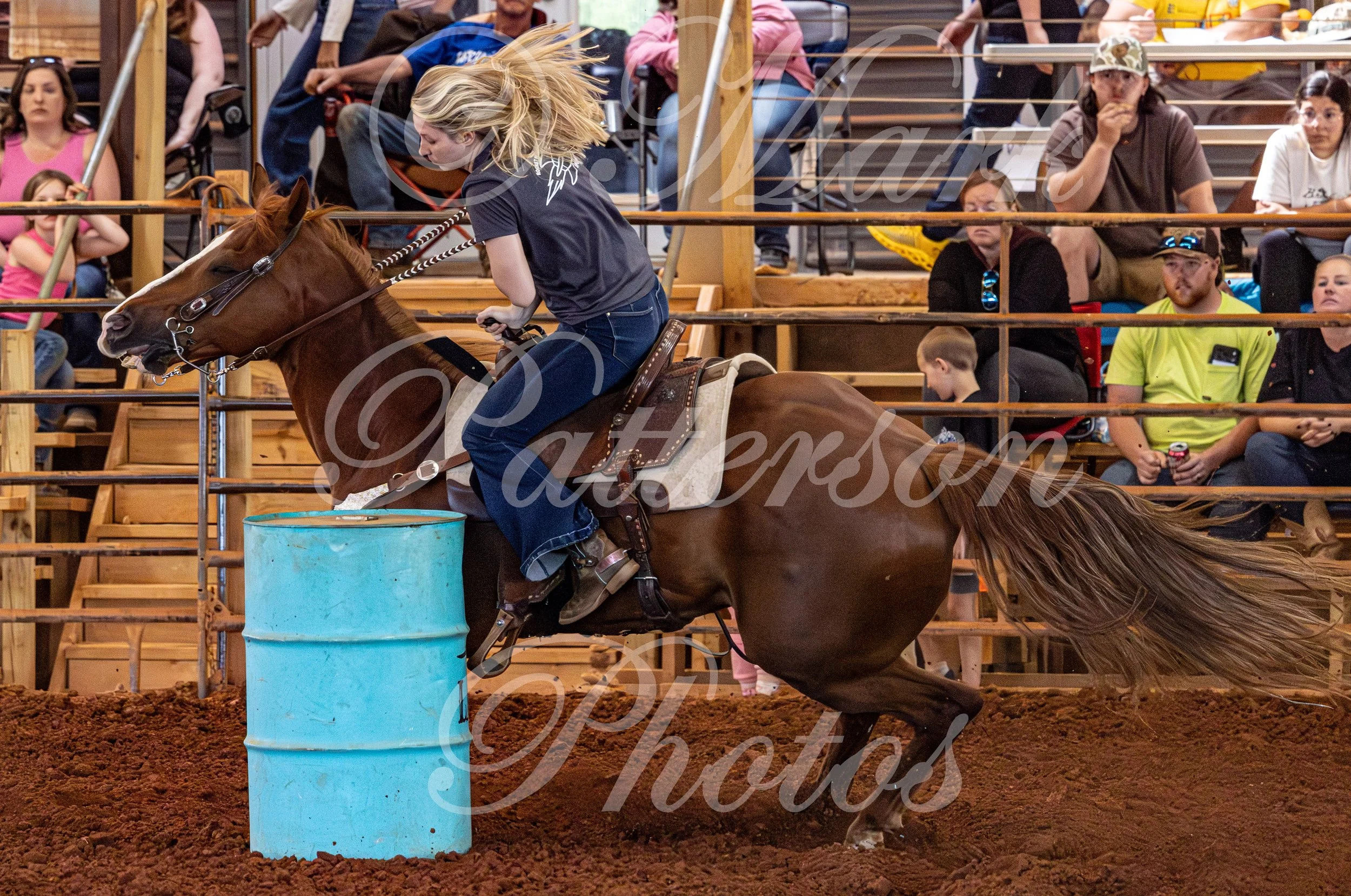 May 3, 2026, a barrel racing team competing at Latigo Farm in Landrum, SC. #12201
