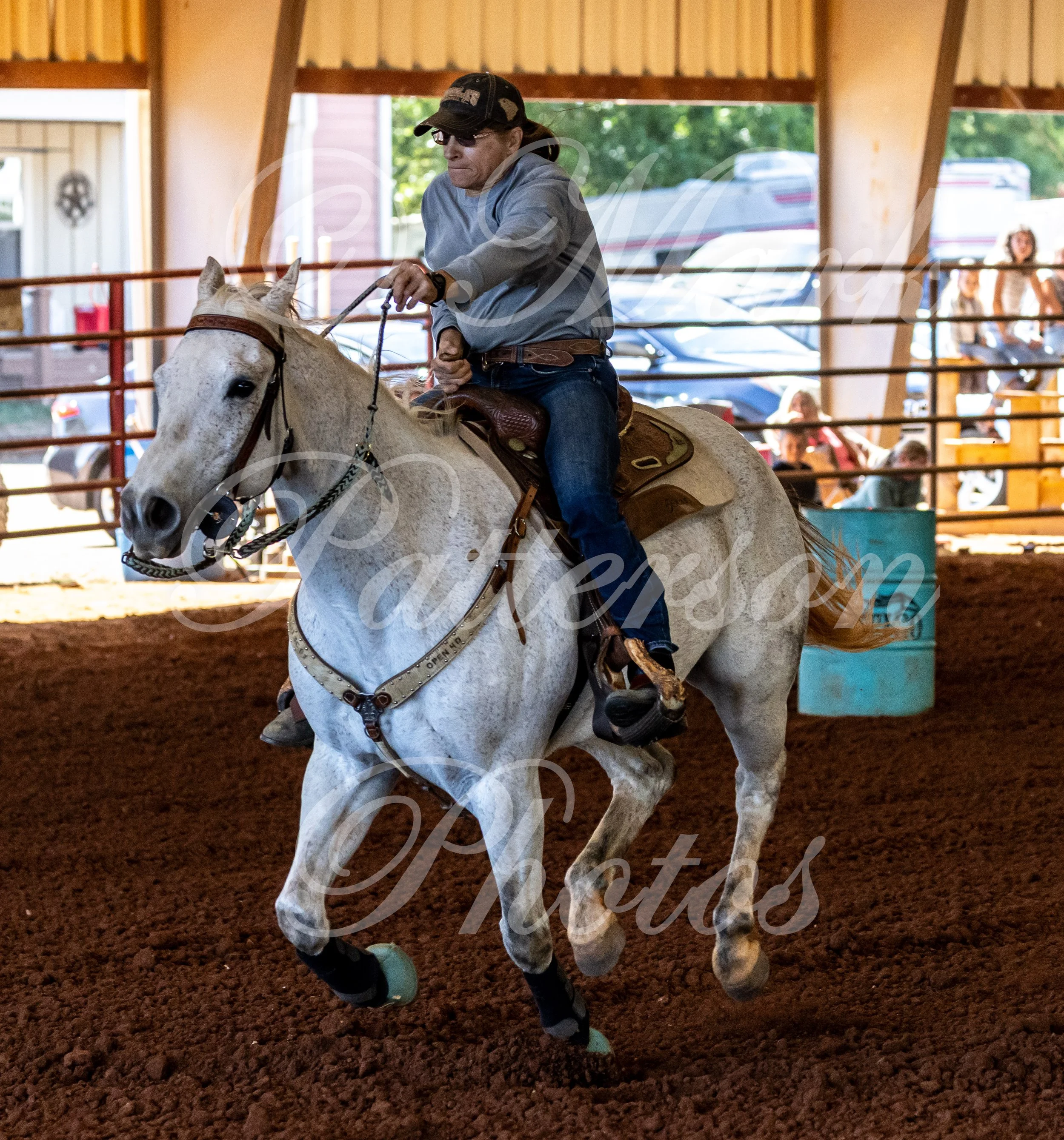 May 3, 2026, a barrel racing team competing at Latigo Farm in Landrum, SC. #12142