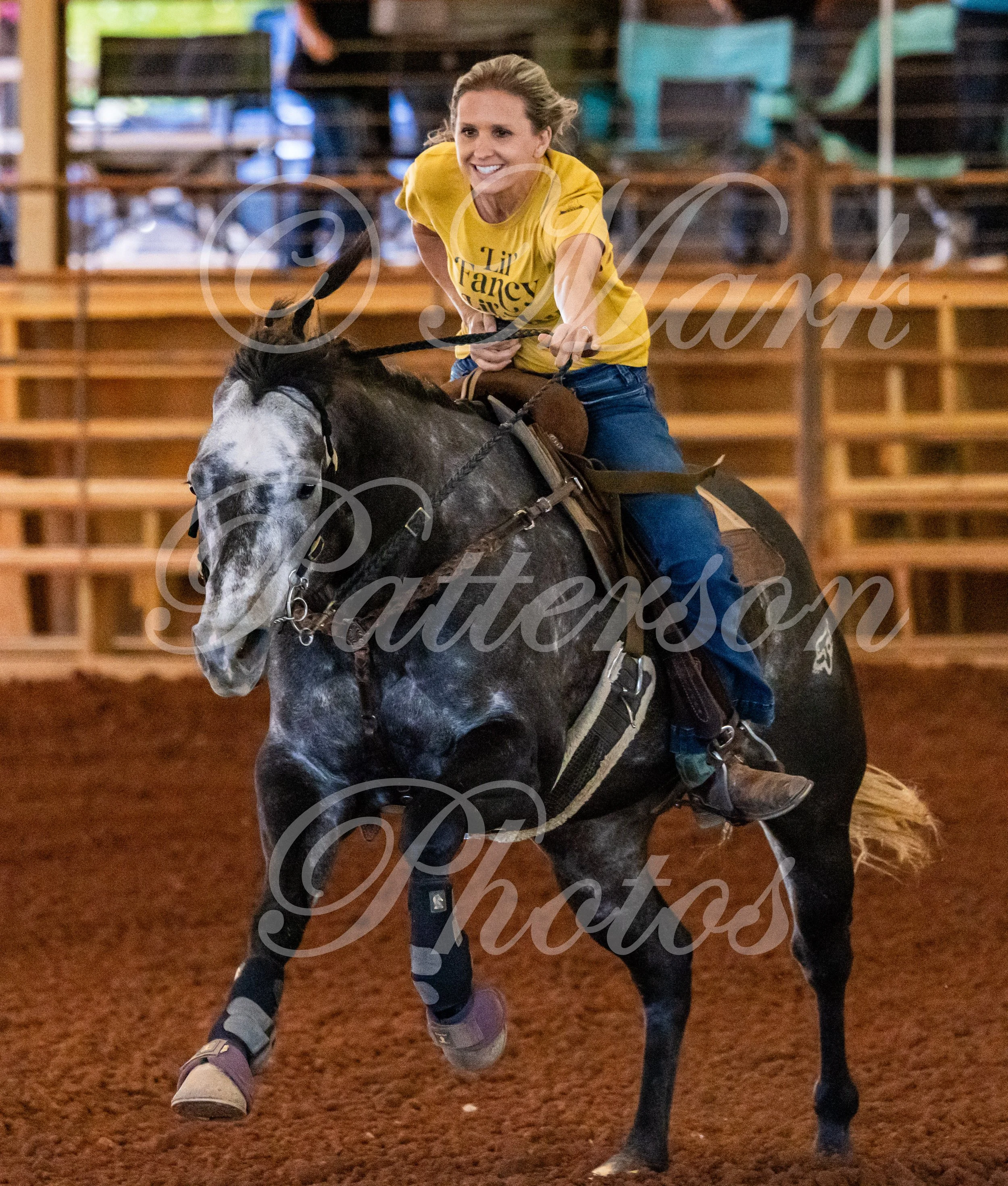 May 3, 2026, a barrel racing team competing at Latigo Farm in Landrum, SC. #12077