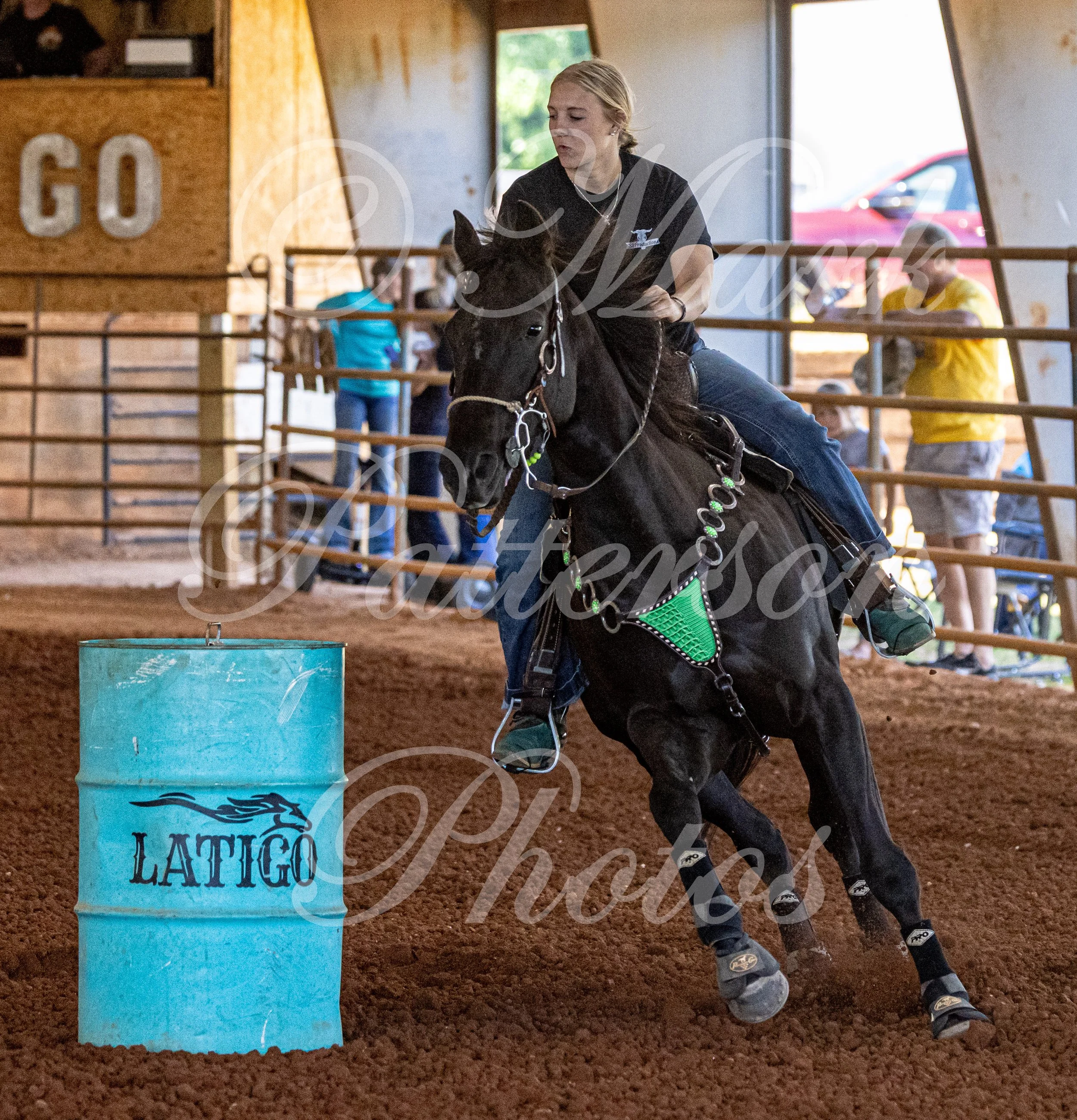 May 3, 2026, a barrel racing team competing at Latigo Farm in Landrum, SC. #11399