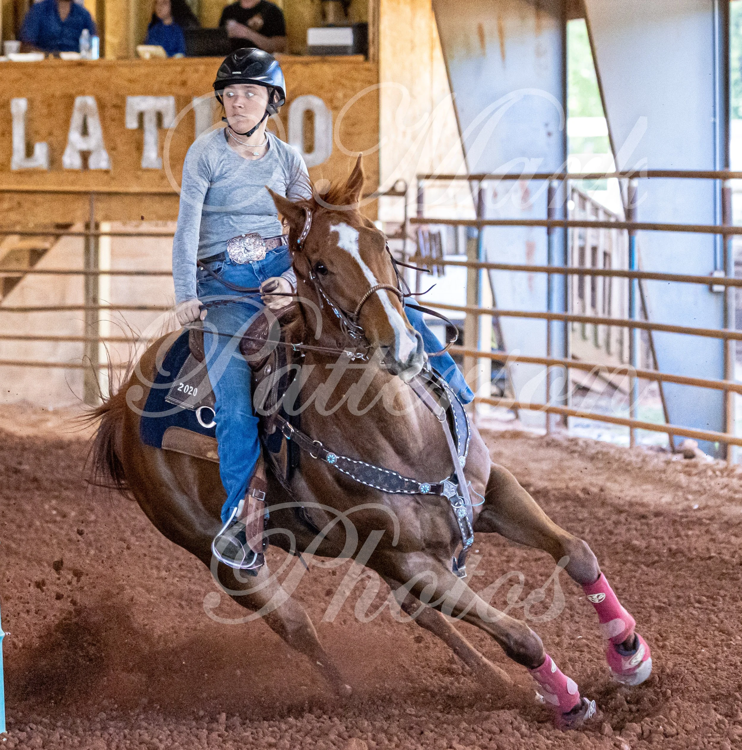 May 3, 2026, a barrel racing team competing at Latigo Farm in Landrum, SC. #12678