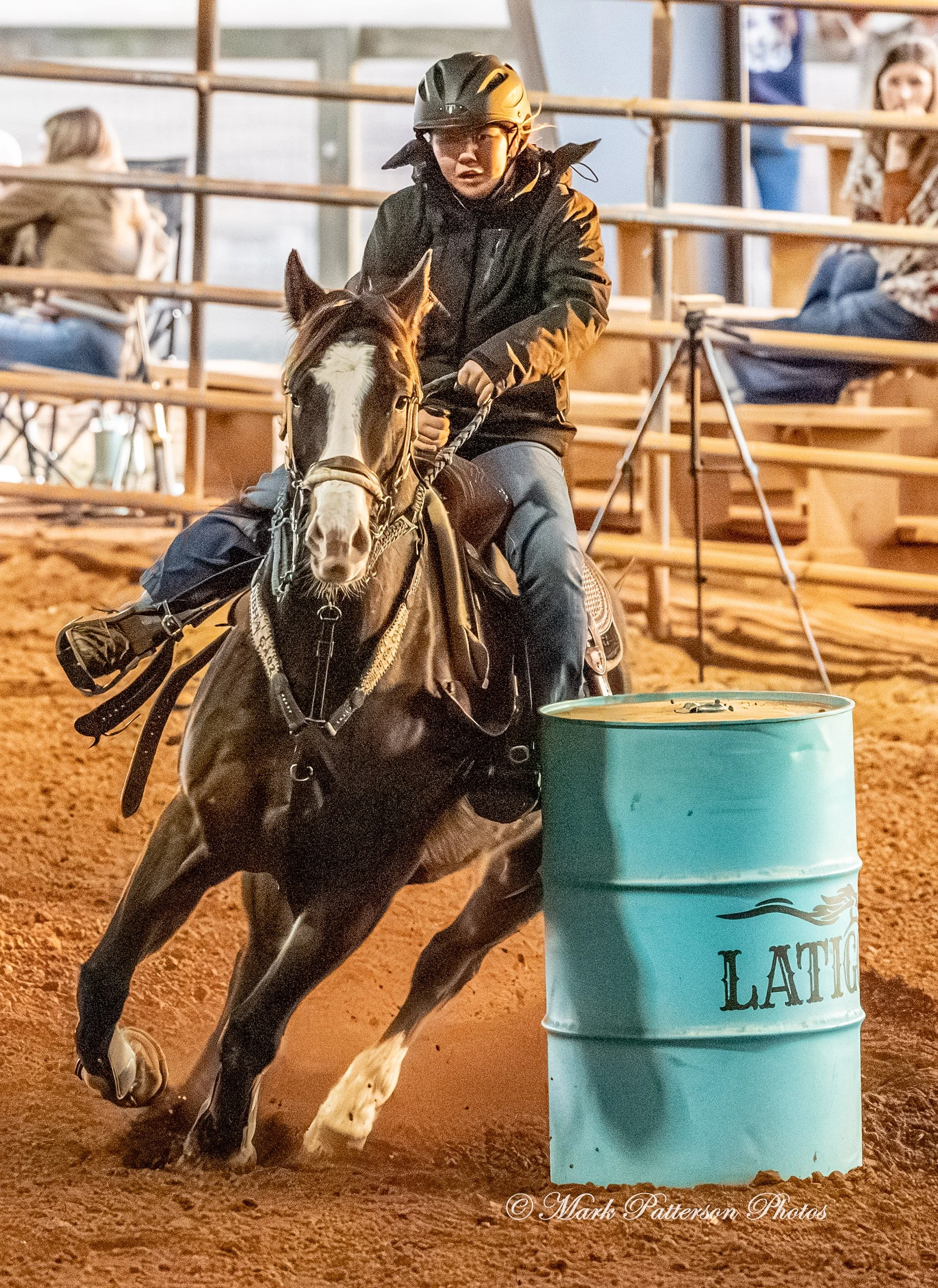 January 4, 2026, a barrel racing team competing at Latigo Farm in Landrum. #18765