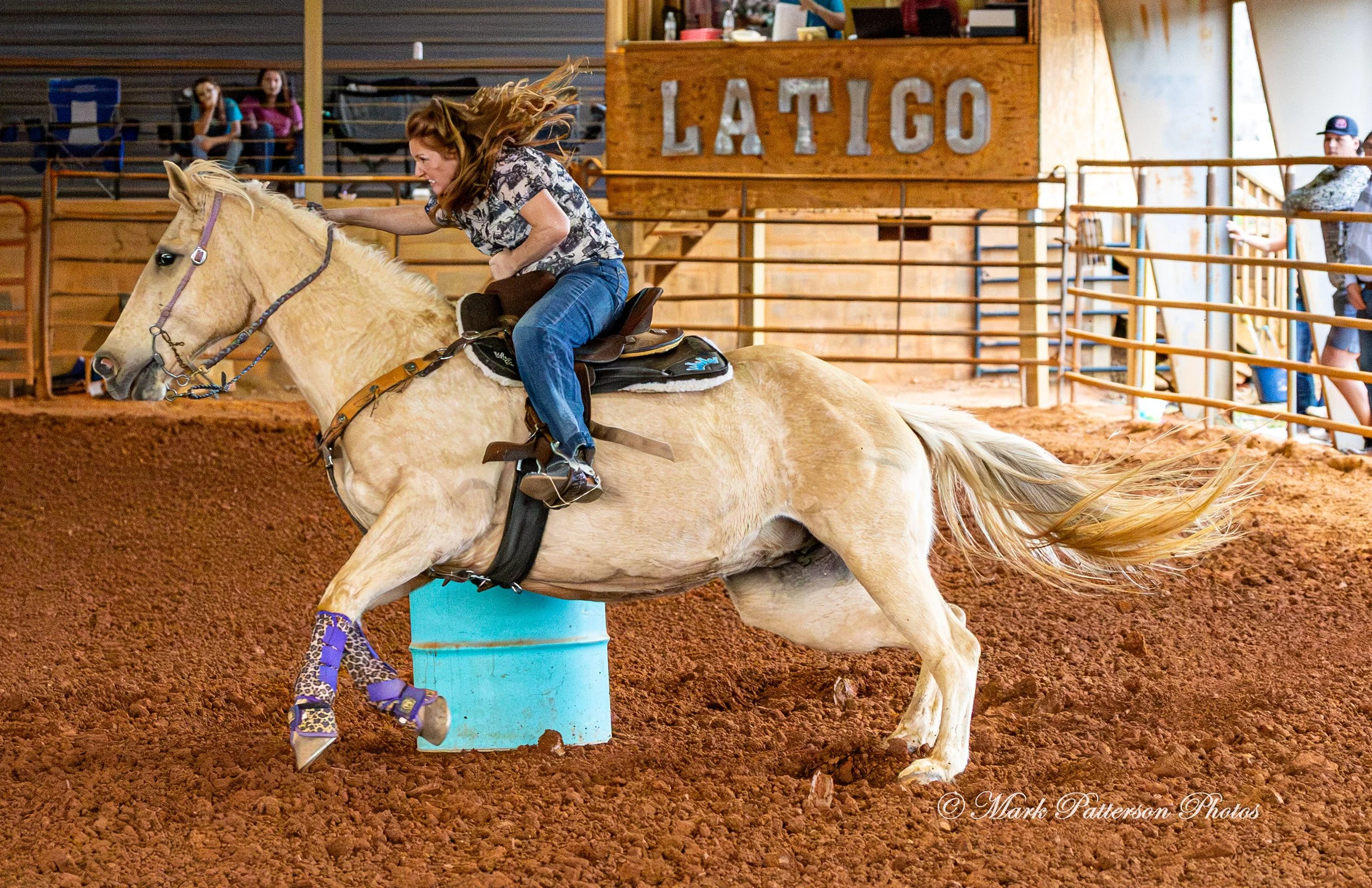March 1, 2026, a barrel racing team competing at Latigo Farm in Landrum, SC. #26240