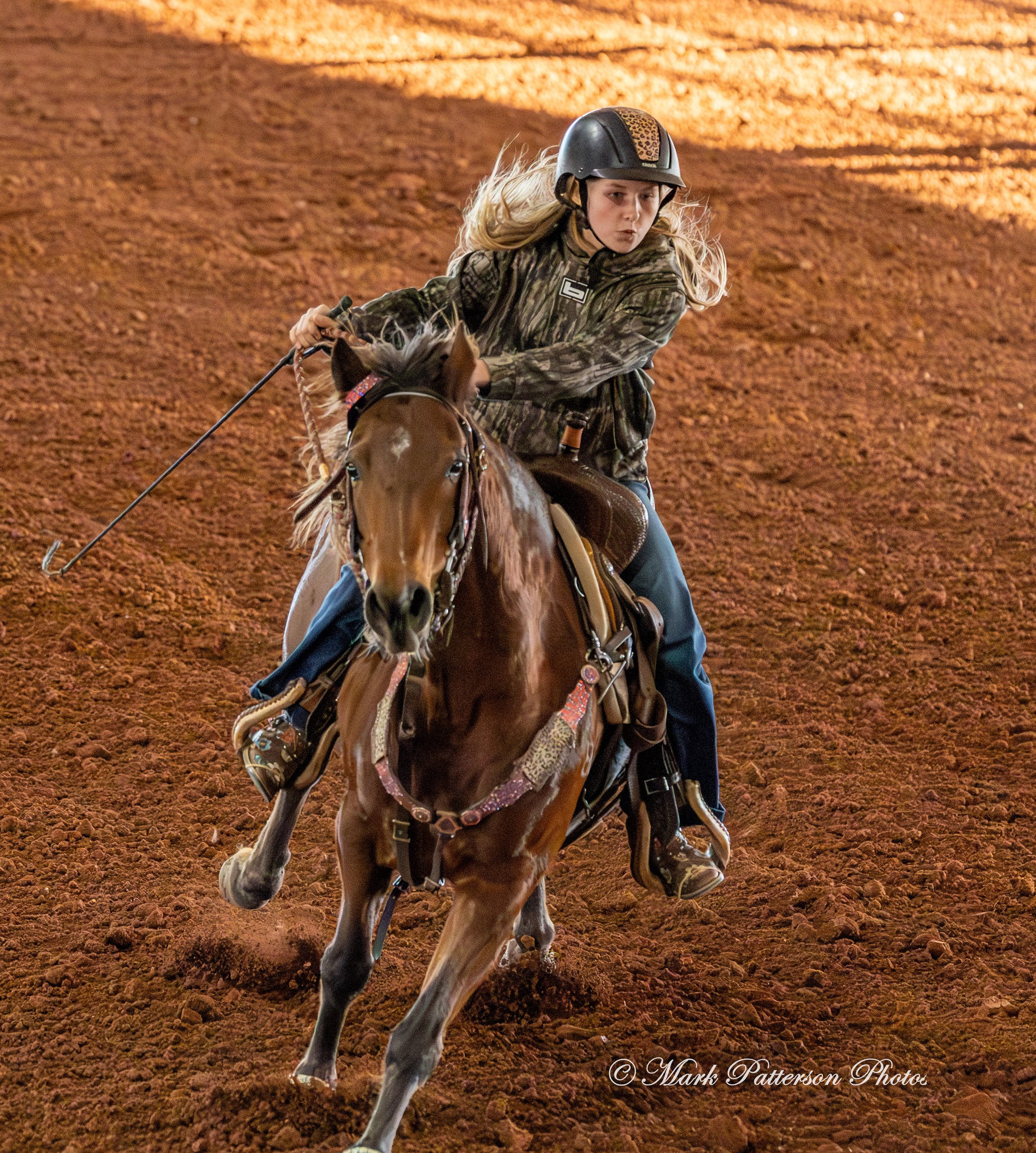 January 4, 2026, a barrel racing team competing at Latigo Farm in Landrum. #17840