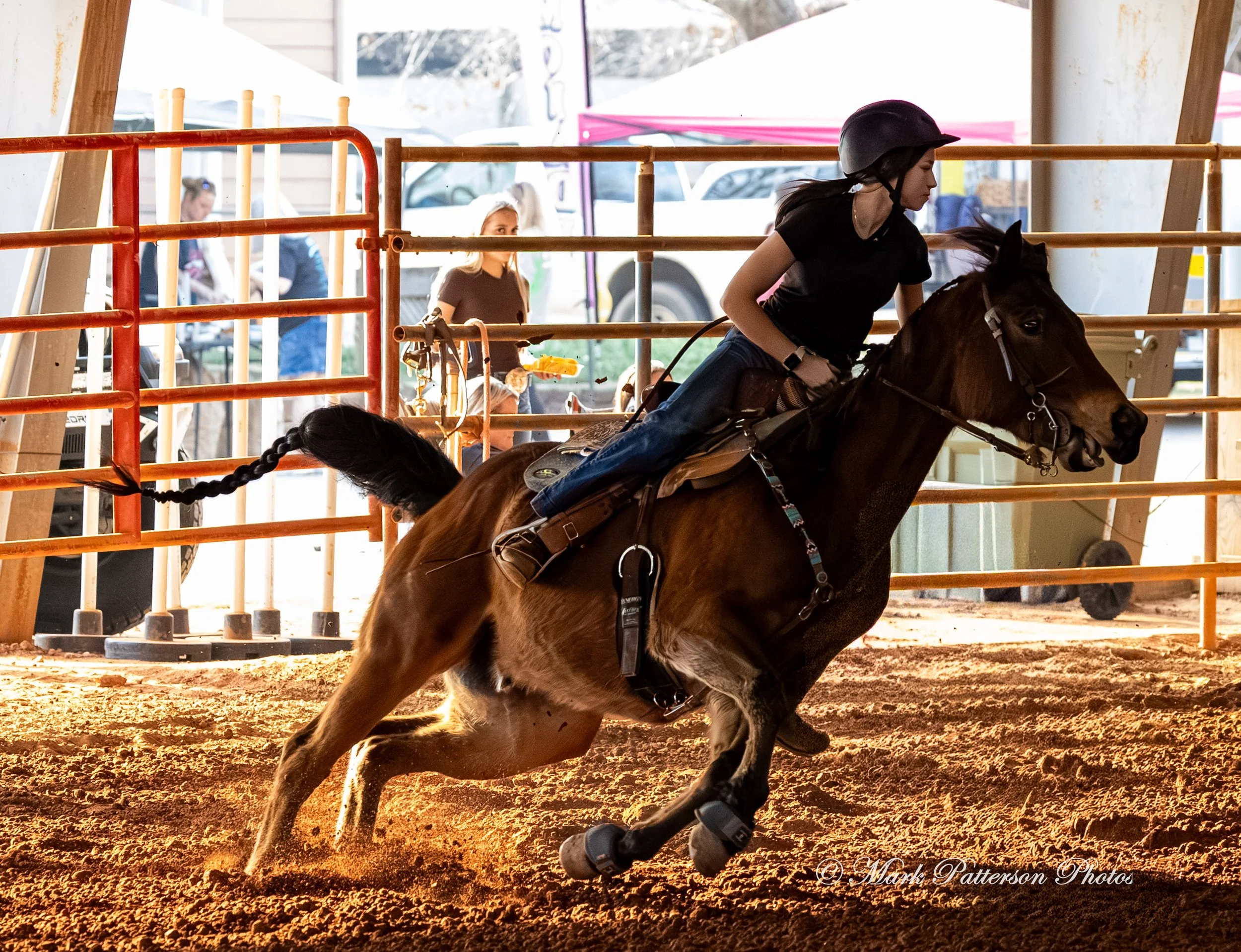 March 1, 2026, a barrel racing team competing at Latigo Farm in Landrum, SC. #26657