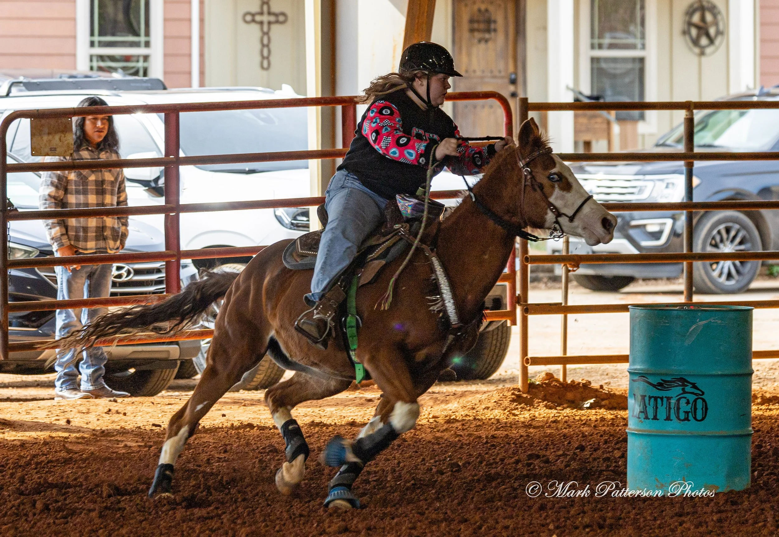 February 8, 2026, a barrel racing team competing at Latigo Farm in Landrum, SC. #20707