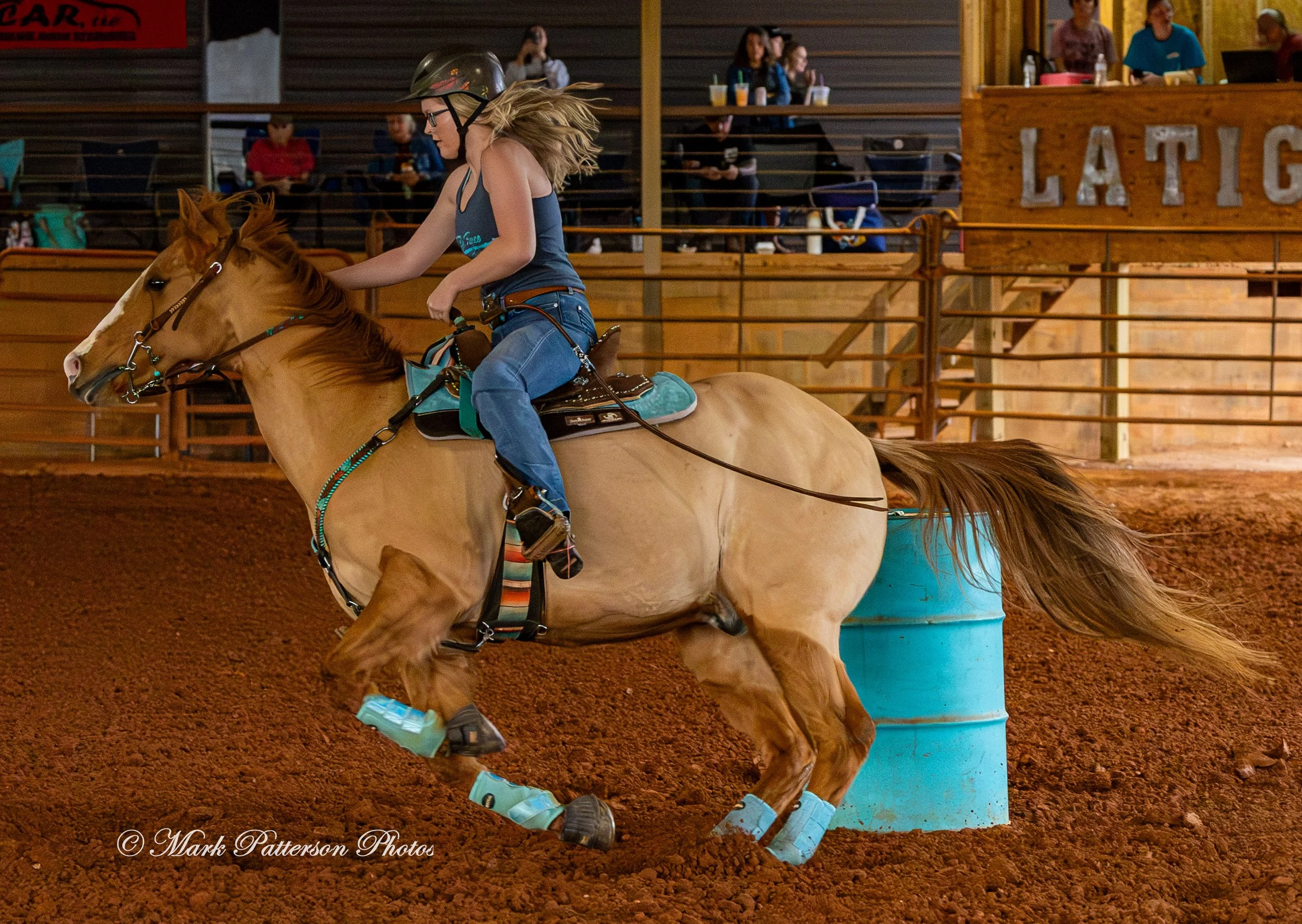 March 1, 2026, a barrel racing team competing at Latigo Farm in Landrum, SC. #26404