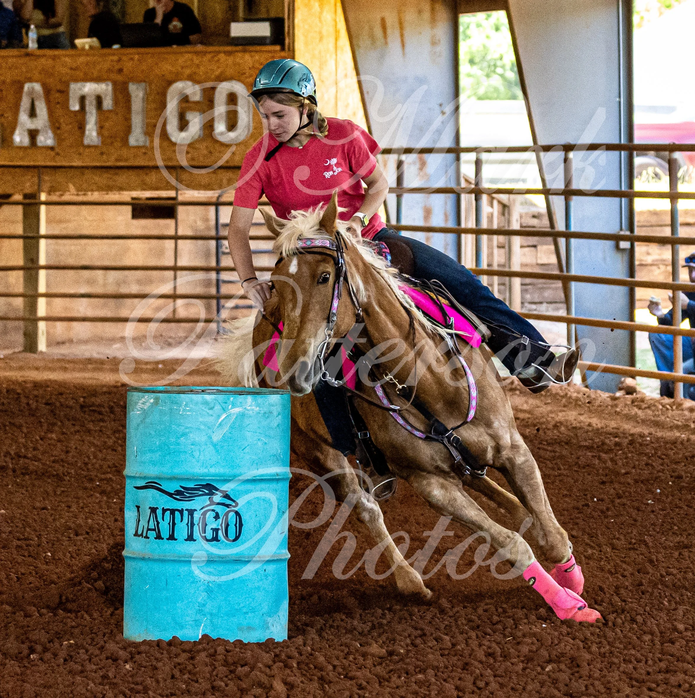 May 3, 2026, a barrel racing team competing at Latigo Farm in Landrum, SC. #11571