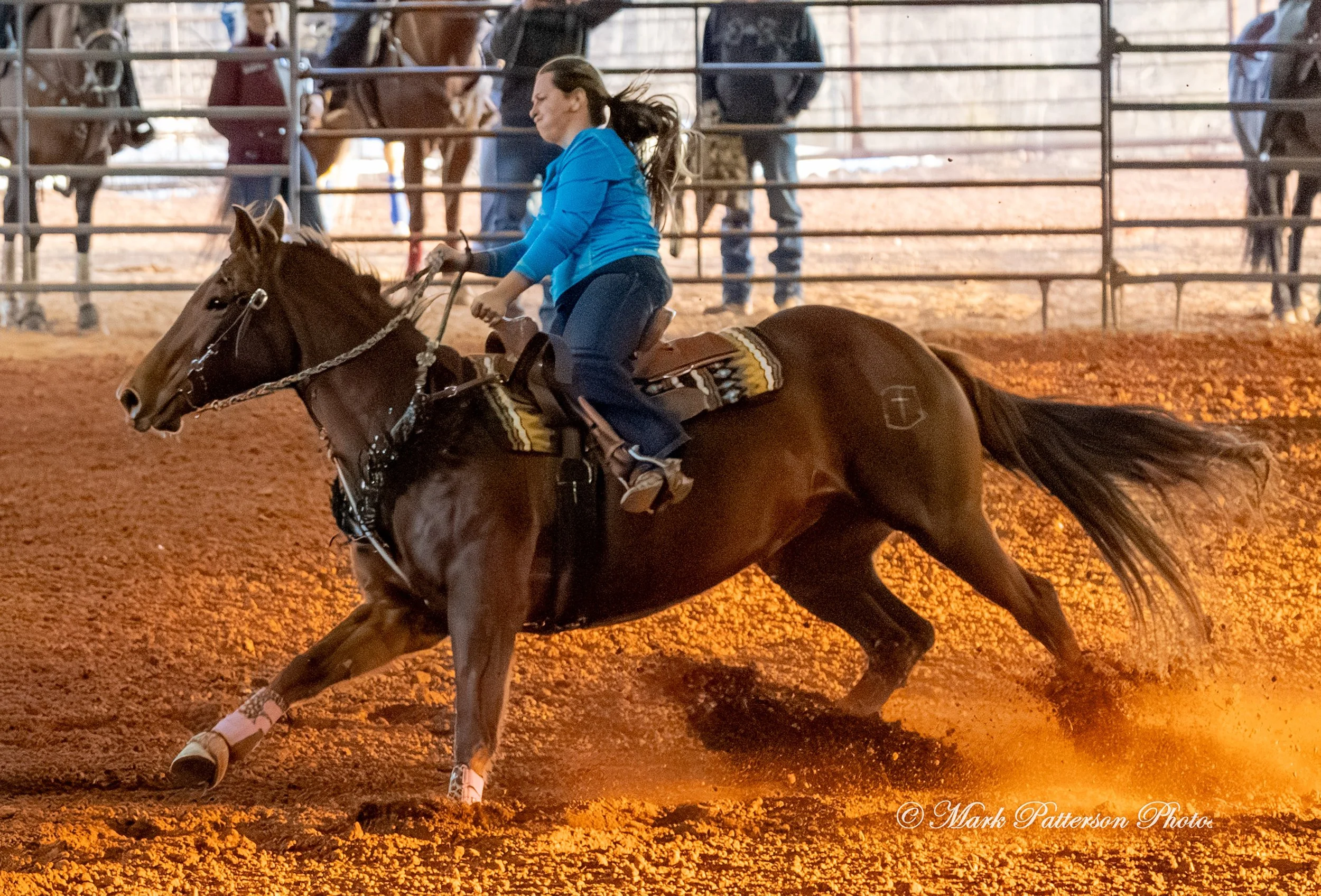 January 4, 2026, a barrel racing team competing at Latigo Farm in Landrum. #18527