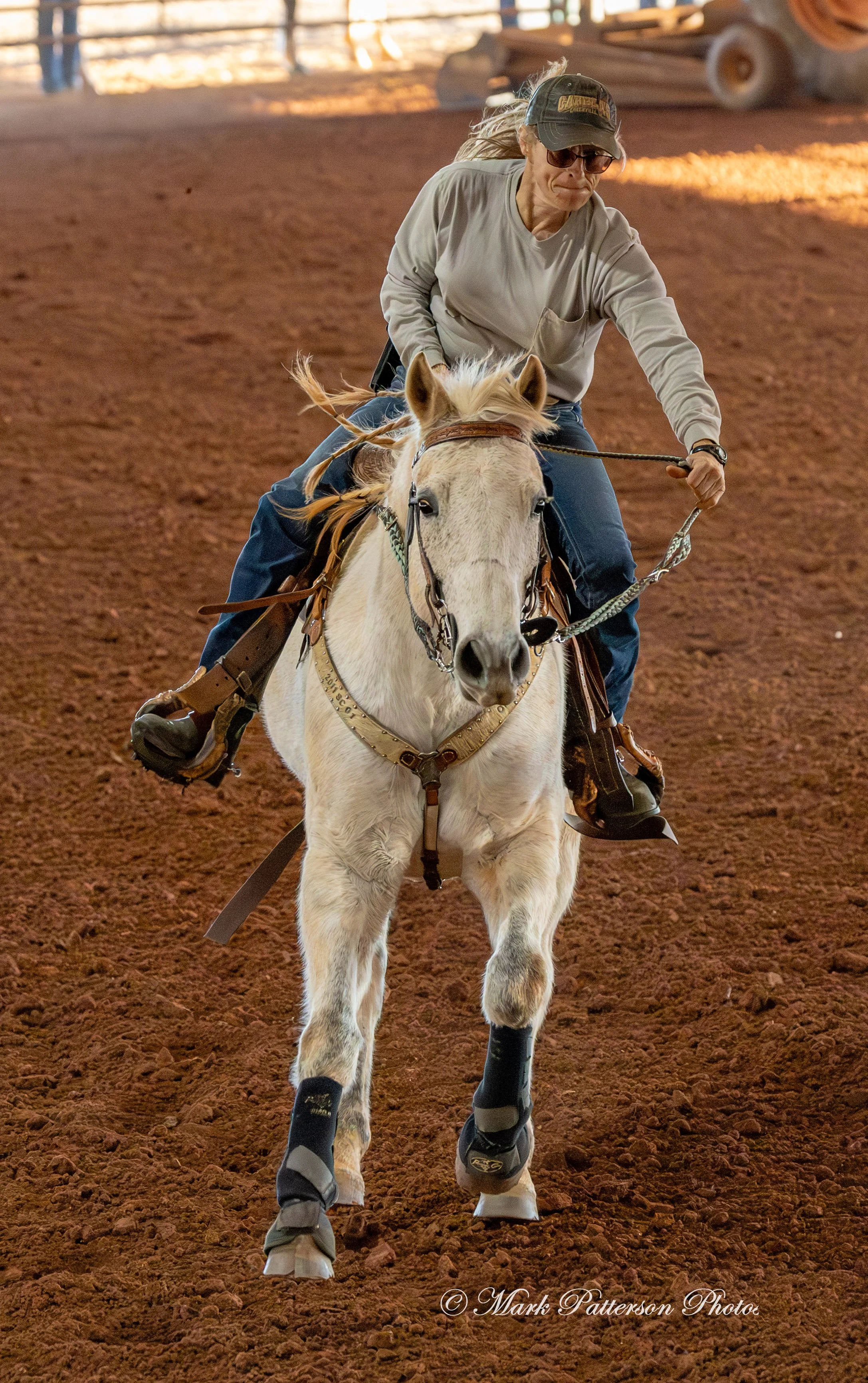 January 4, 2026, a barrel racing team competing at Latigo Farm in Landrum. #17796