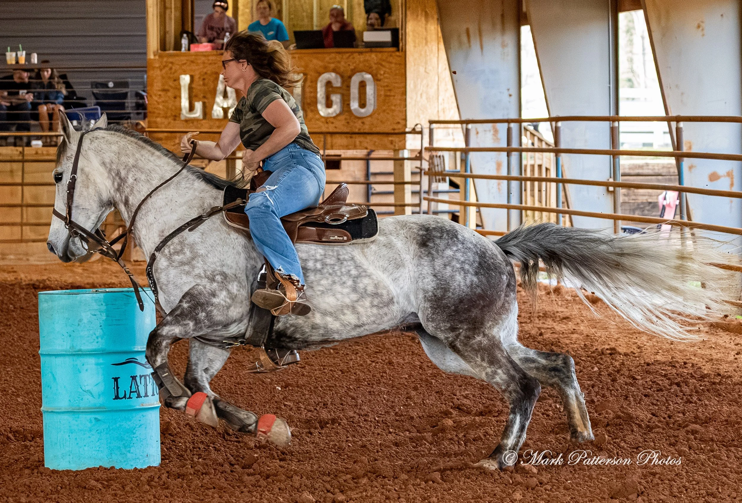 March 1, 2026, a barrel racing team competing at Latigo Farm in Landrum, SC. #26812