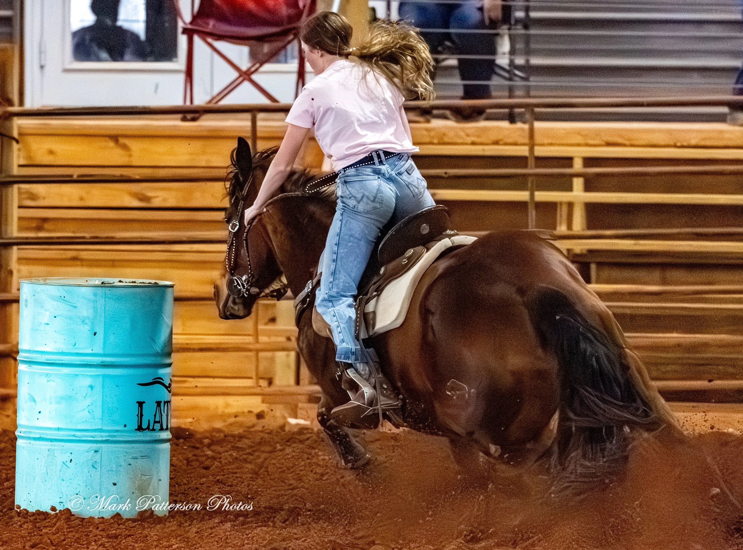March 1, 2026, a barrel racing team competing at Latigo Farm in Landrum, SC. #26067