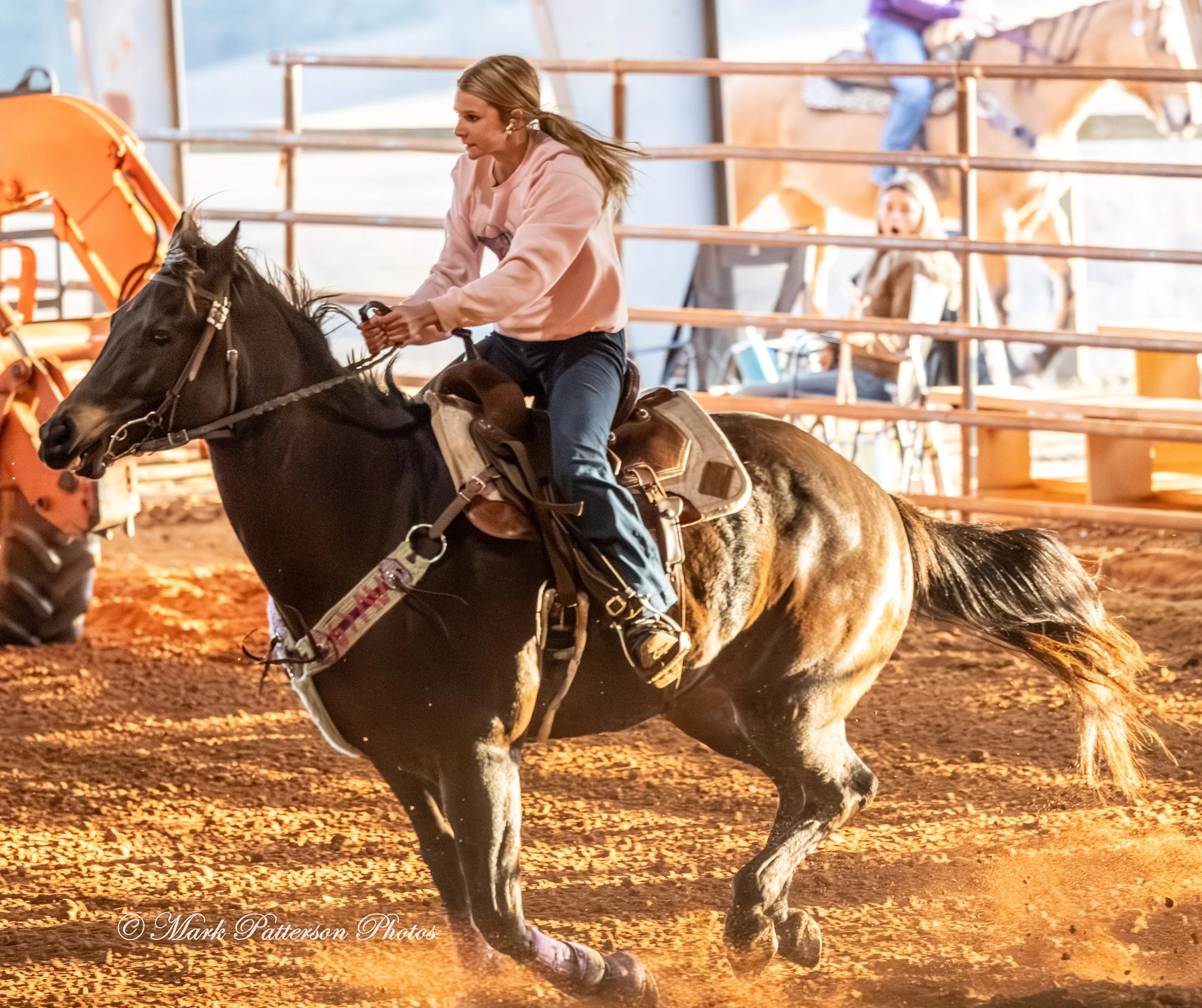 January 4, 2026, a barrel racing team competing at Latigo Farm in Landrum. #18320