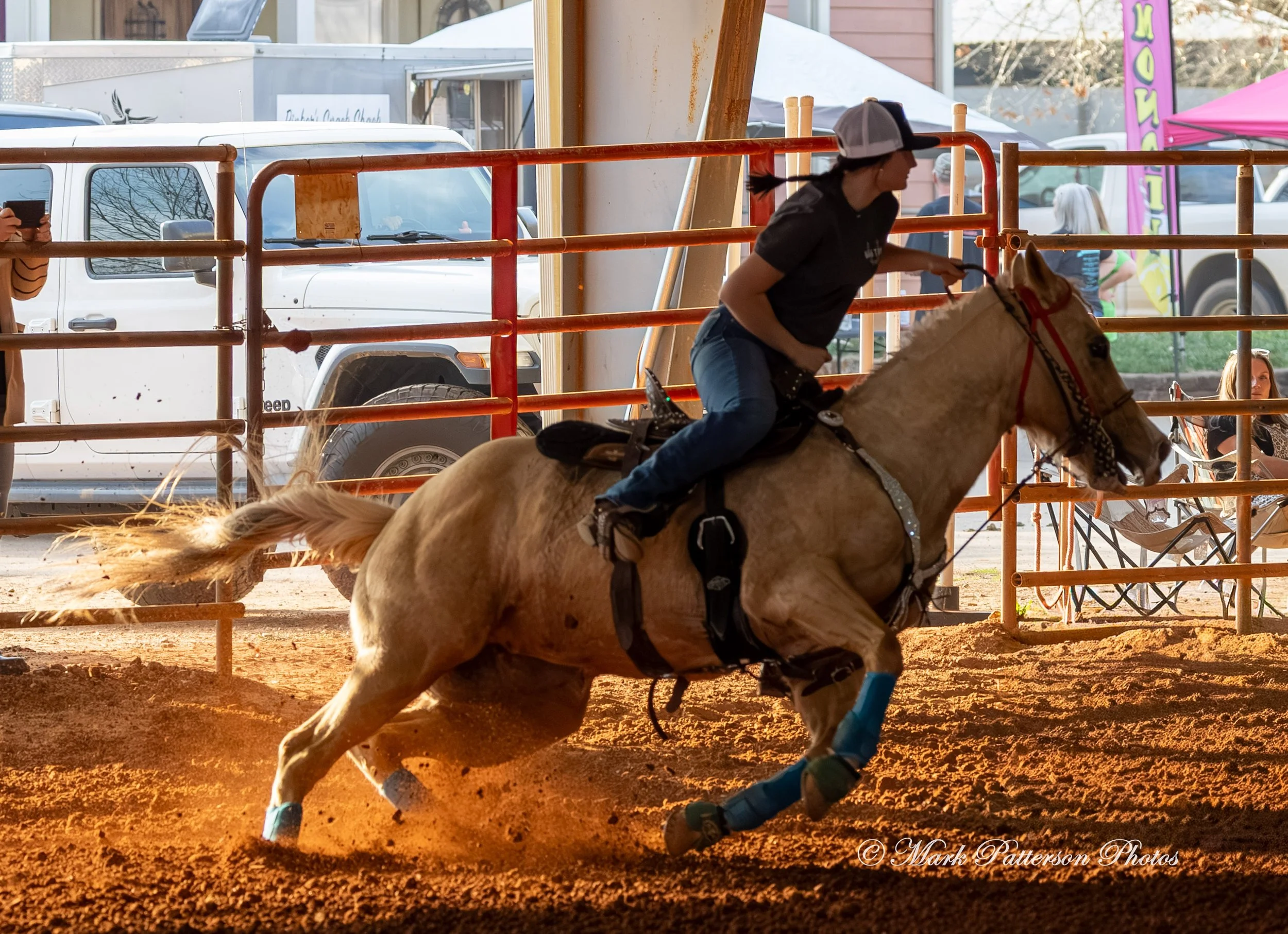 March 1, 2026, a barrel racing team competing at Latigo Farm in Landrum, SC. #26611