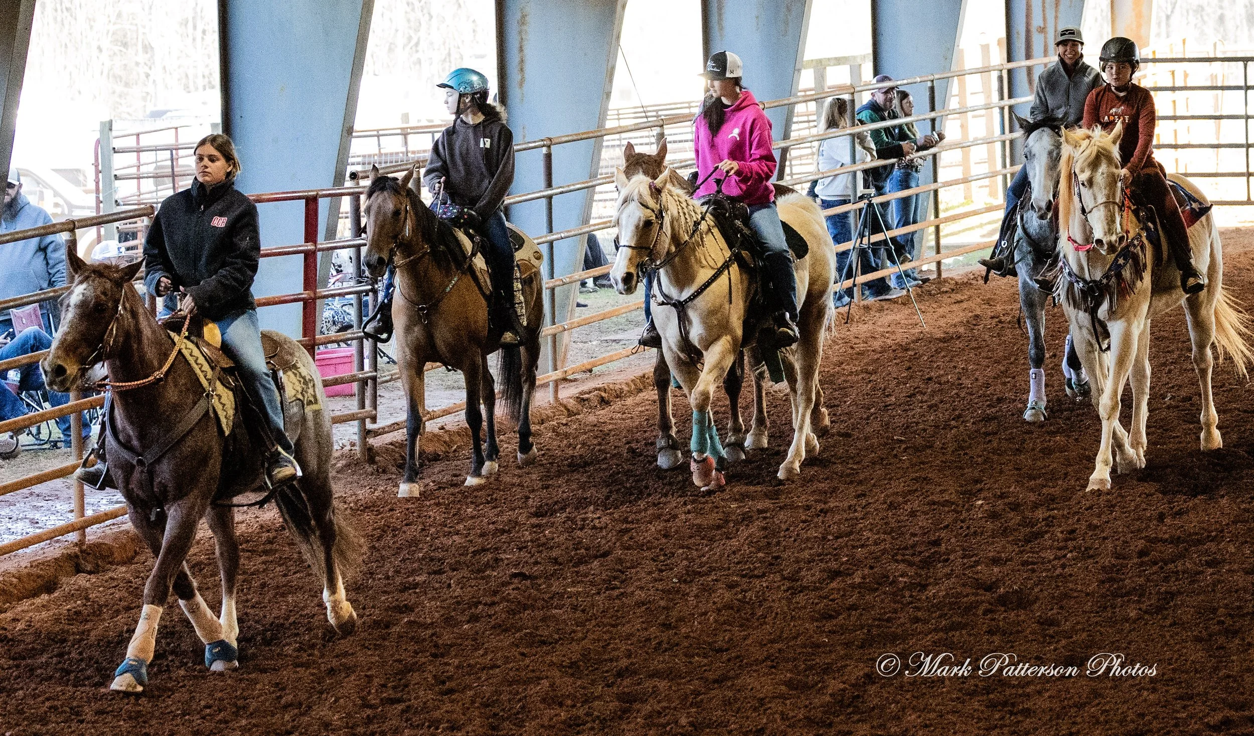 January 4, 2026, a barrel racing team competing at Latigo Farm in Landrum. #17720