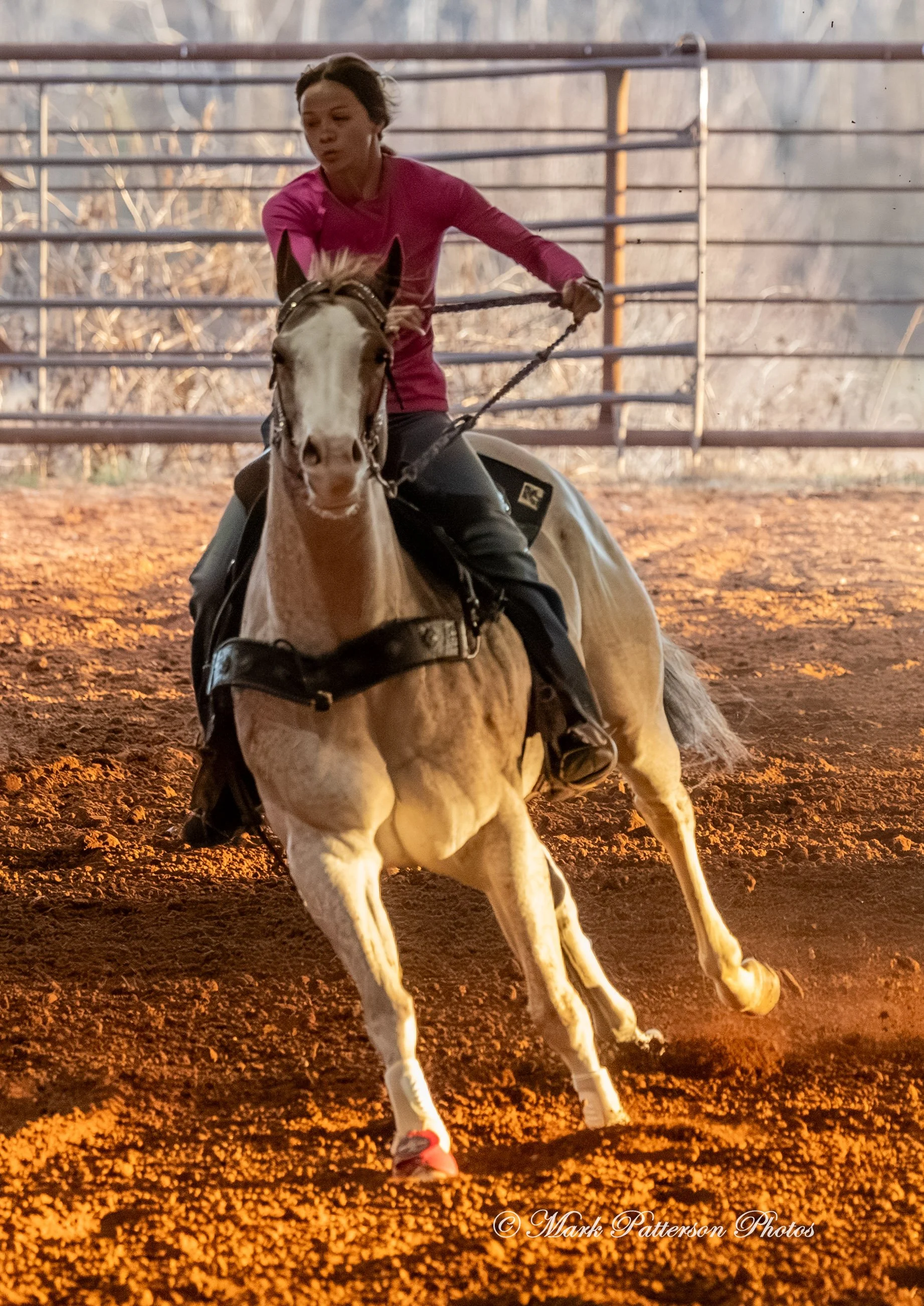 January 4, 2026, a barrel racing team competing at Latigo Farm in Landrum. #18484