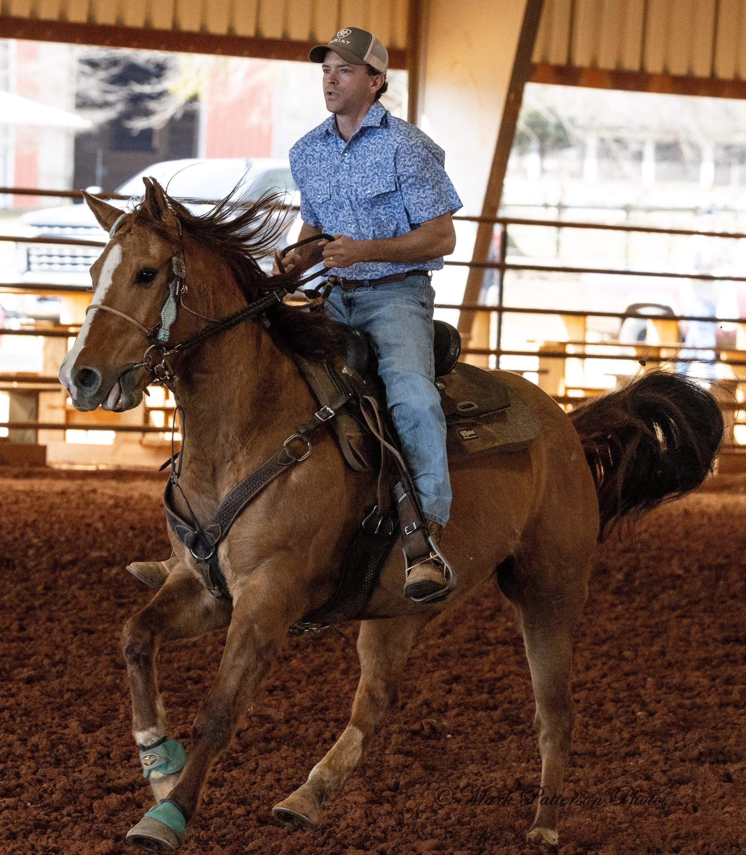 March 1, 2026, a barrel racing team competing at Latigo Farm in Landrum, SC. #24688
