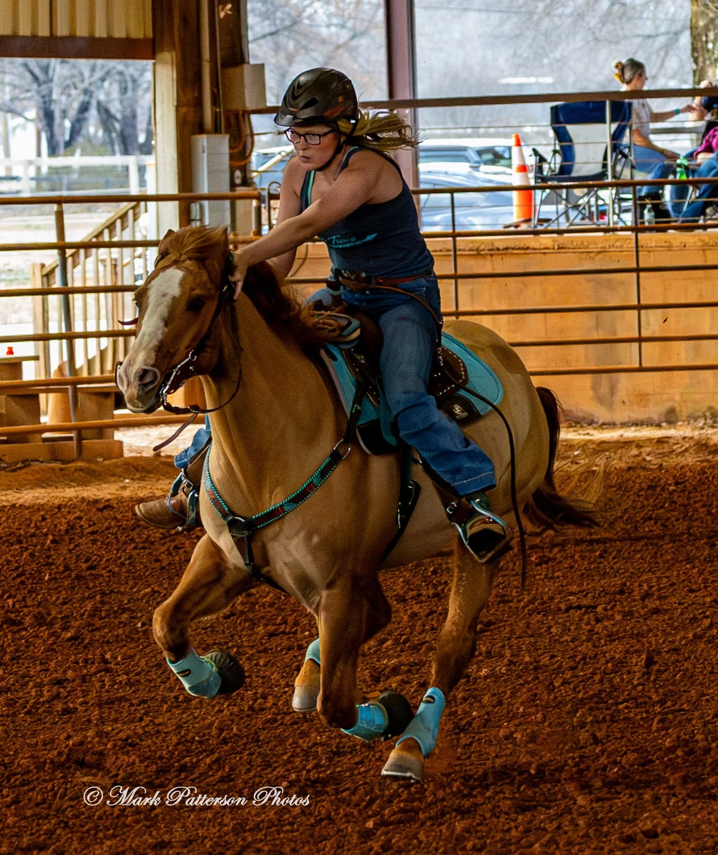 March 1, 2026, a barrel racing team competing at Latigo Farm in Landrum, SC. #26419