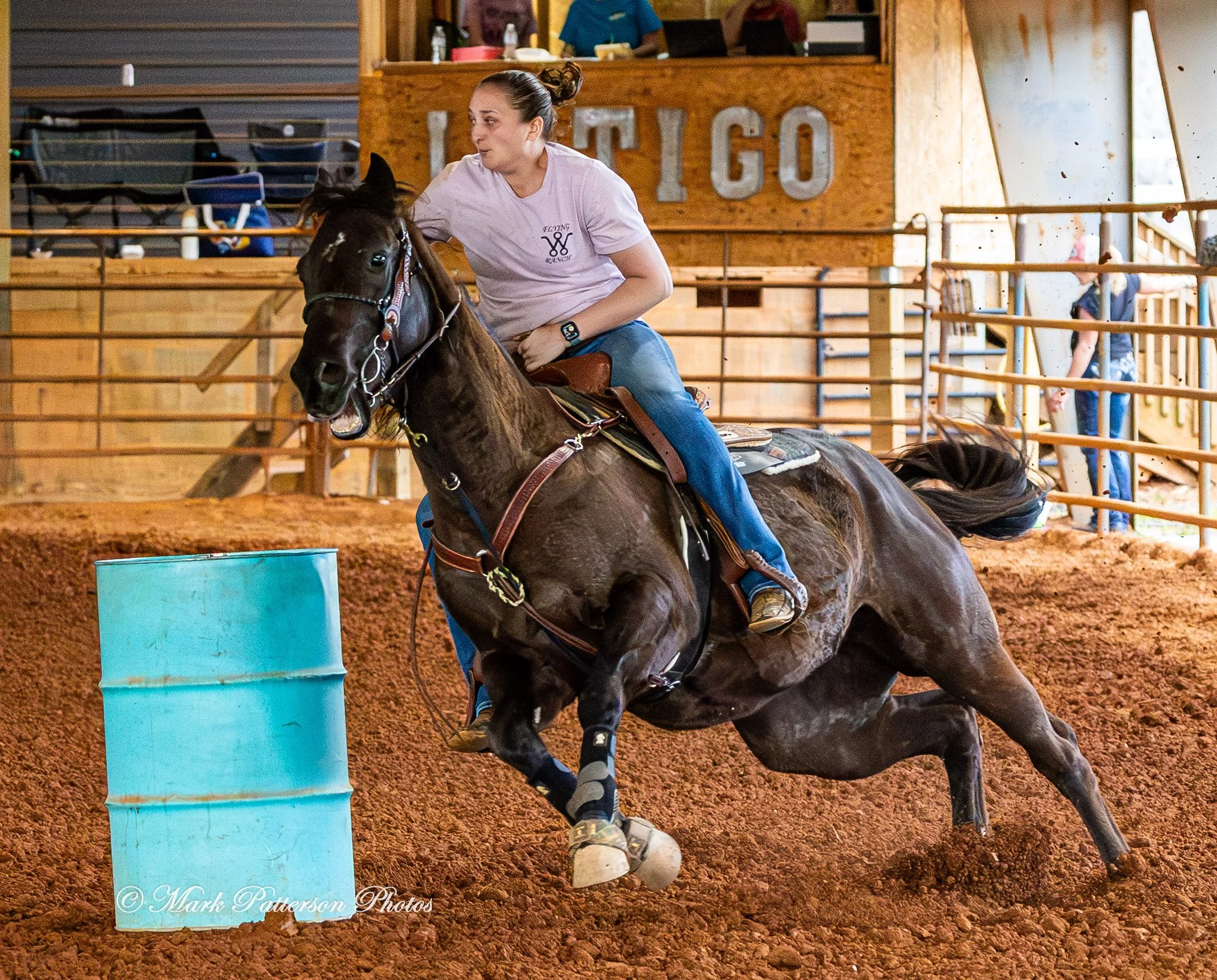 March 1, 2026, a barrel racing team competing at Latigo Farm in Landrum, SC. #26184