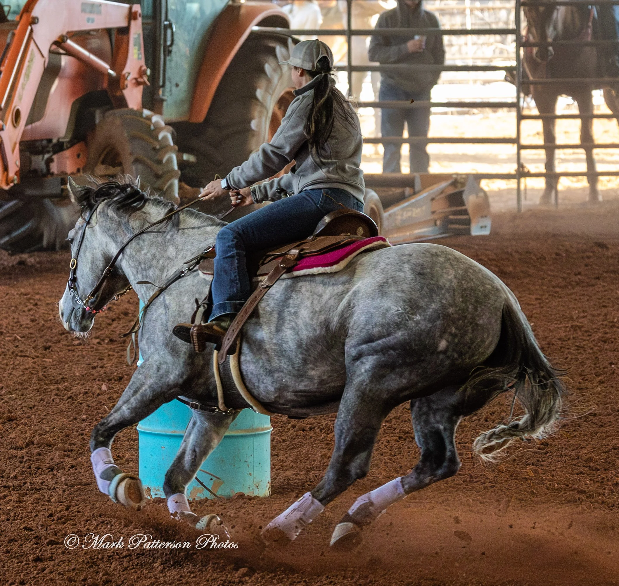 January 4, 2026, a barrel racing team competing at Latigo Farm in Landrum. #18037