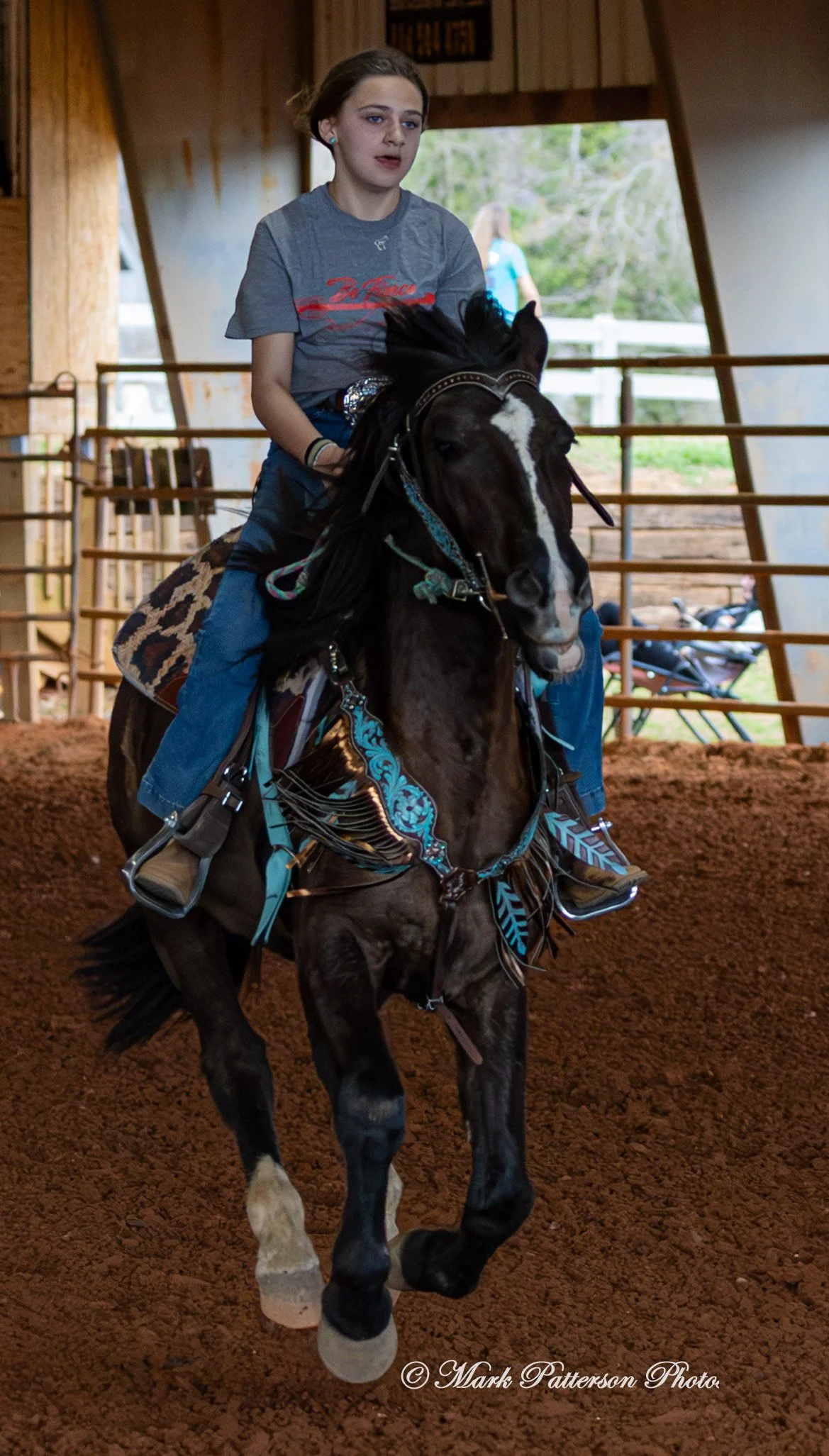 March 1, 2026, a barrel racing team competing at Latigo Farm in Landrum, SC. #25417