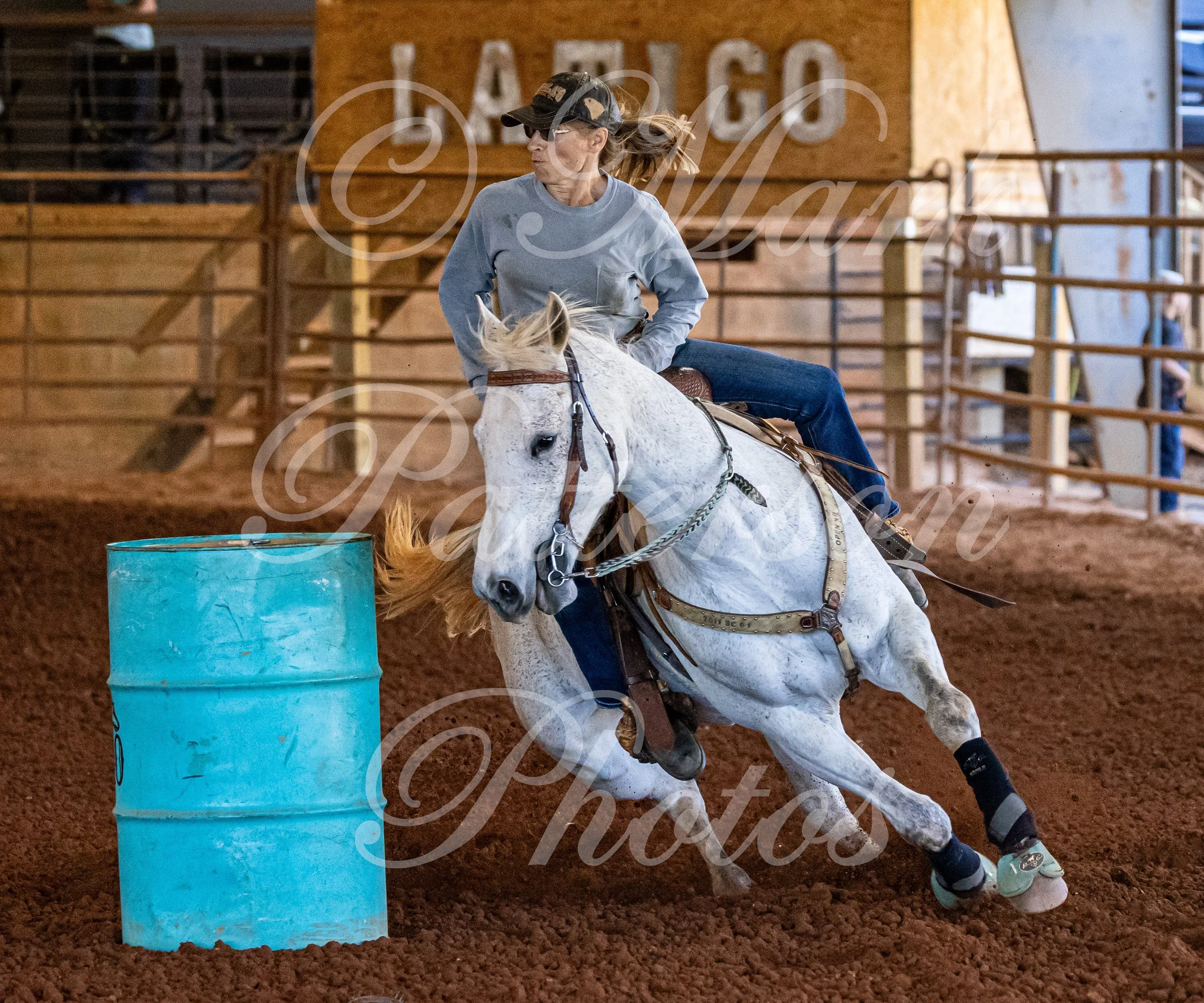 May 3, 2026, a barrel racing team competing at Latigo Farm in Landrum, SC. #12110