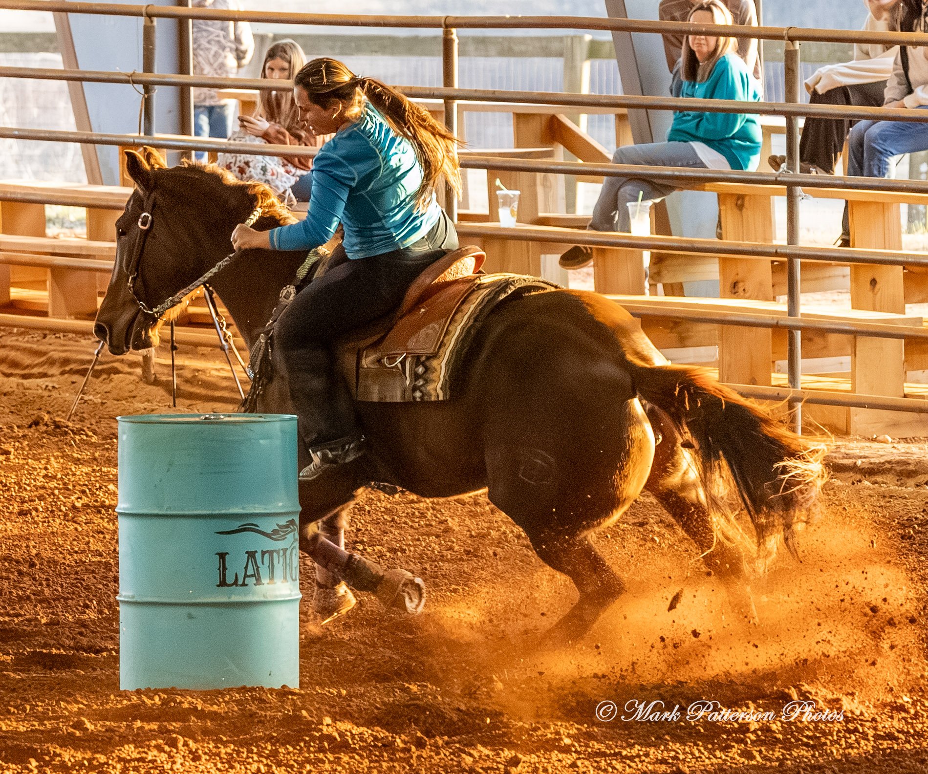 January 4, 2026, a barrel racing team competing at Latigo Farm in Landrum. #18533