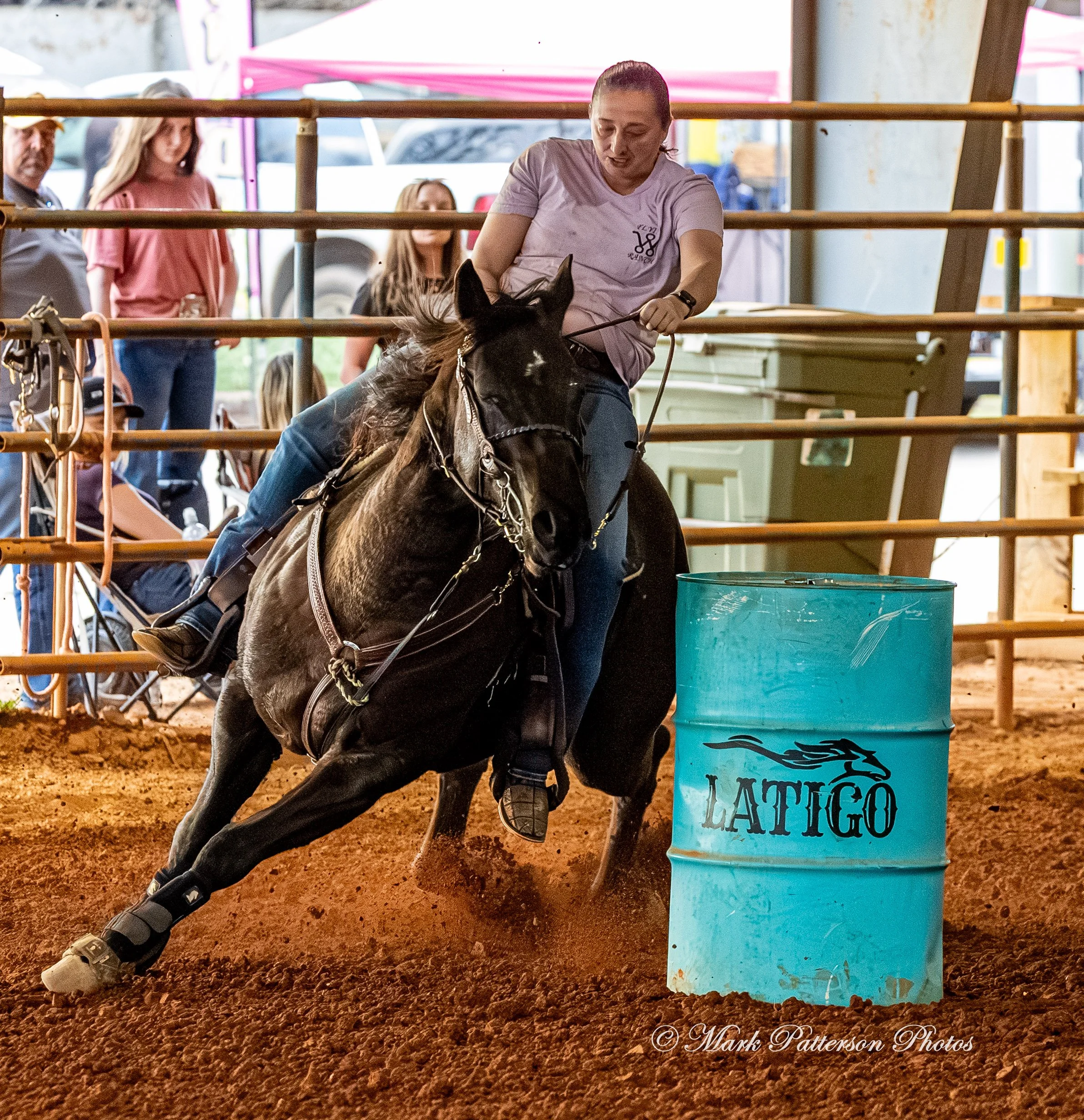 March 1, 2026, a barrel racing team competing at Latigo Farm in Landrum, SC. #26189