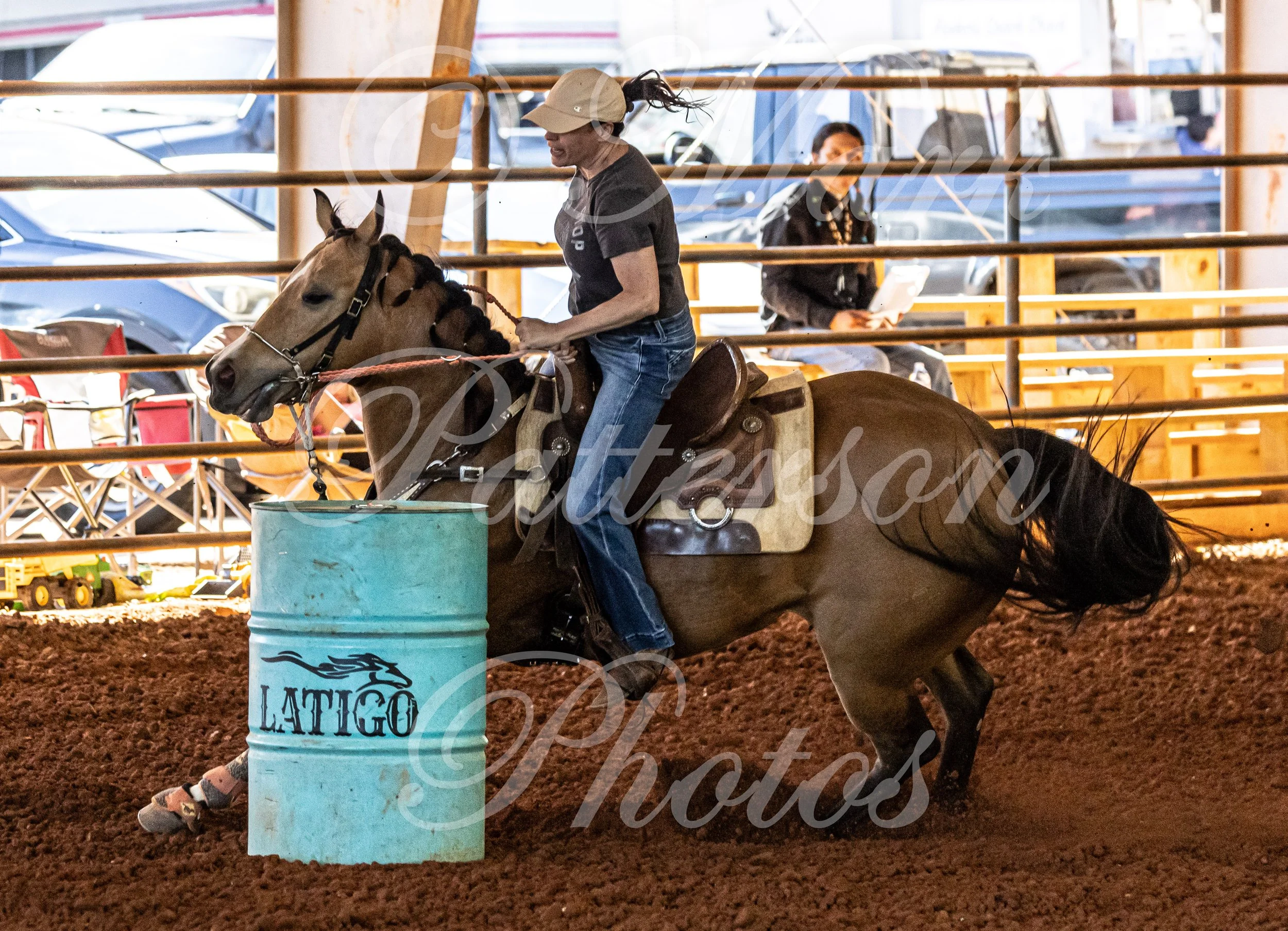 May 3, 2026, a barrel racing team competing at Latigo Farm in Landrum, SC. #13164