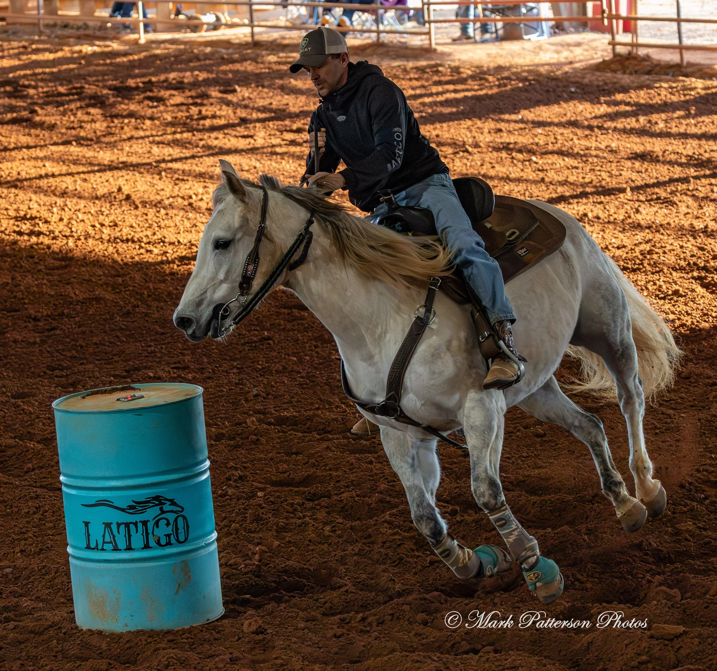January 4, 2026, a barrel racing team competing at Latigo Farm in Landrum. #18023