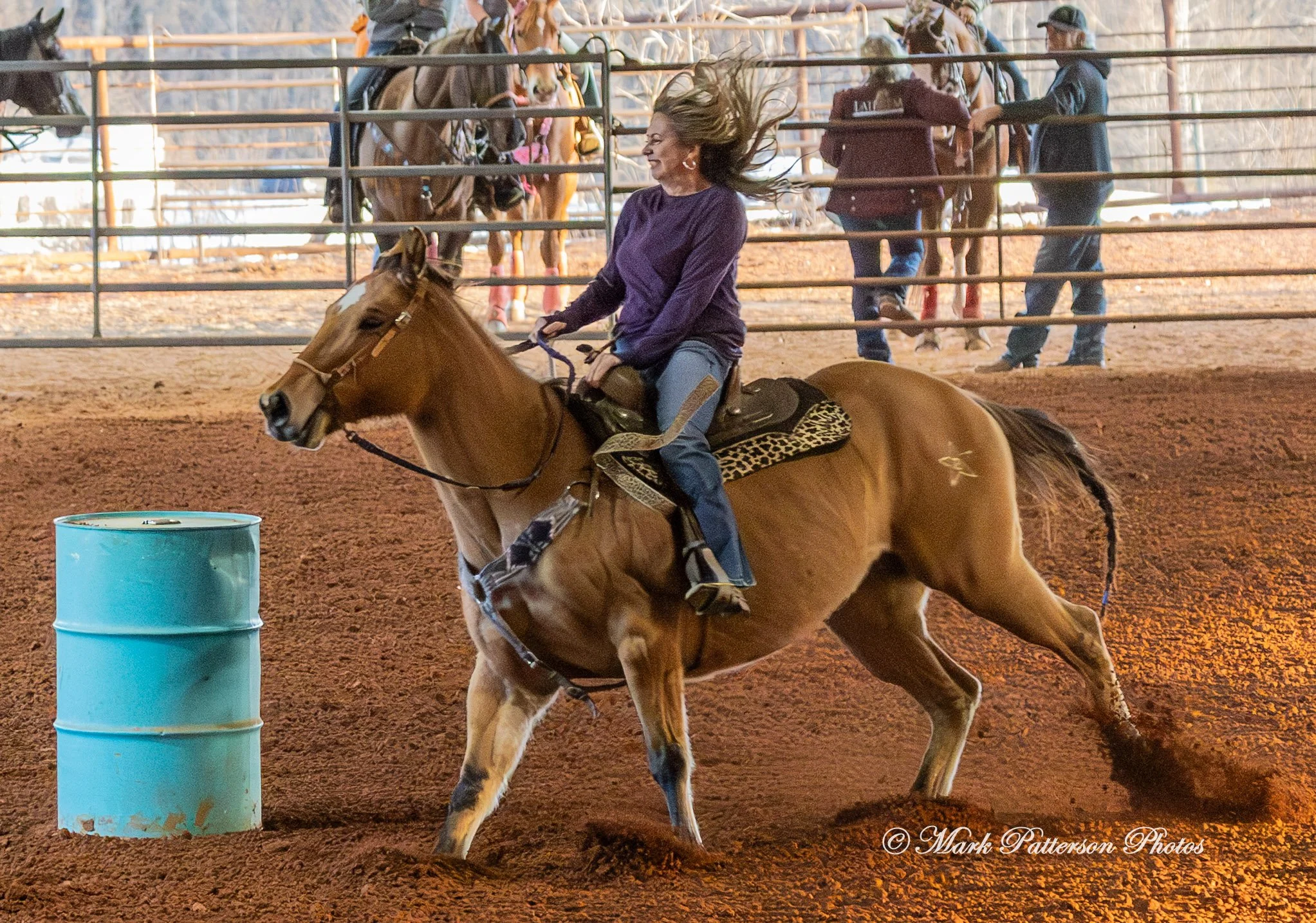 January 4, 2026, a barrel racing team competing at Latigo Farm in Landrum. #18463