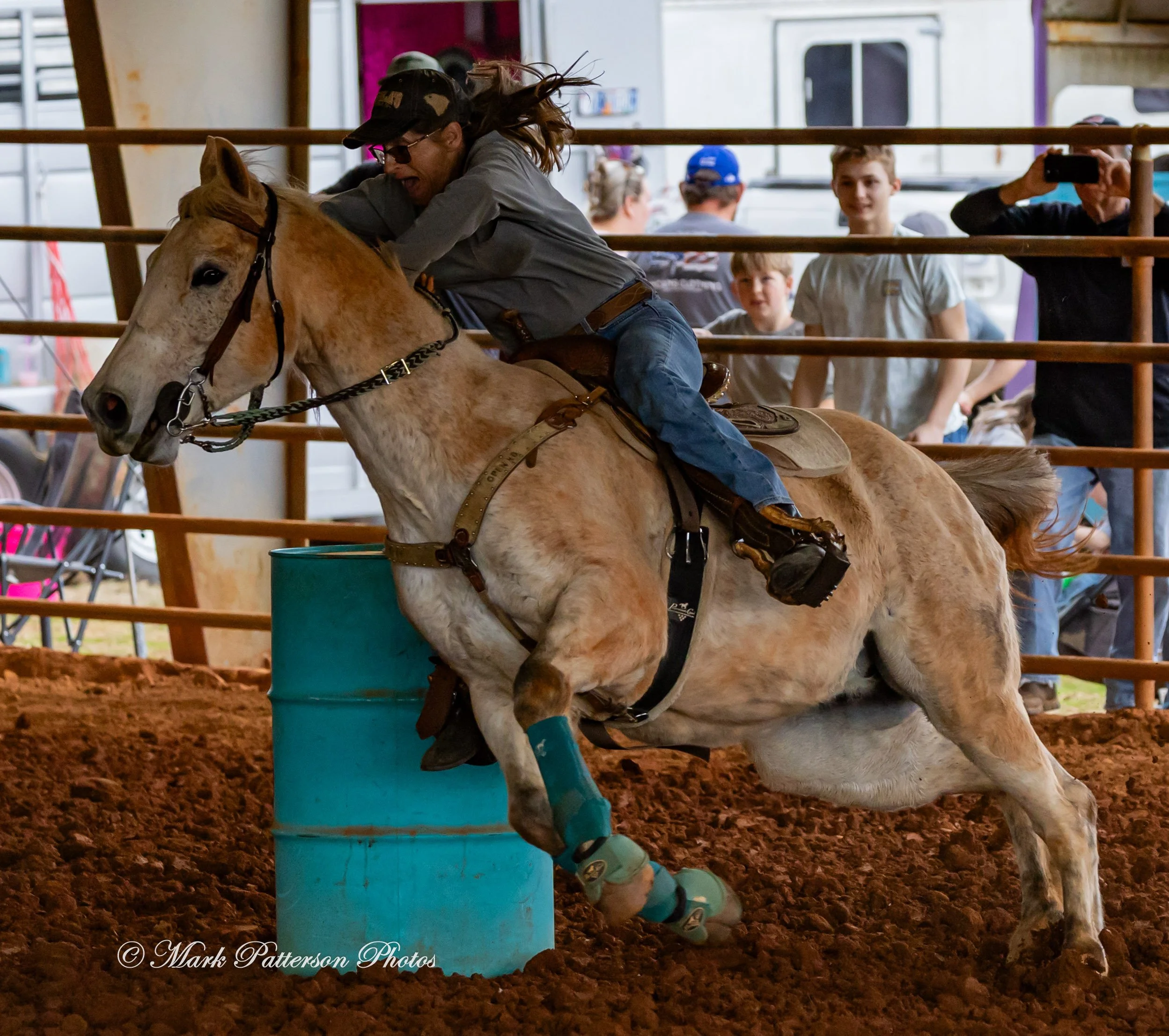 March 1, 2026, a barrel racing team competing at Latigo Farm in Landrum, SC. #25564