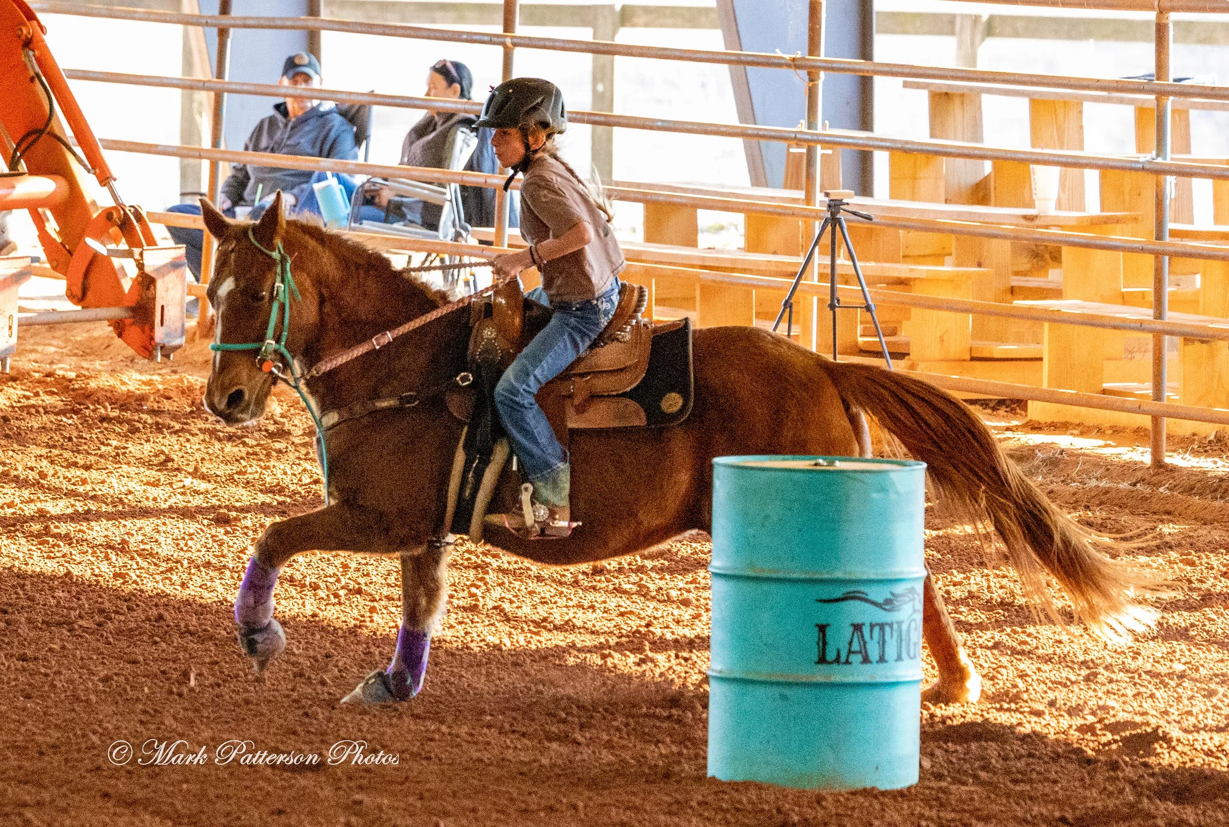 January 4, 2026, a barrel racing team competing at Latigo Farm in Landrum. #17497