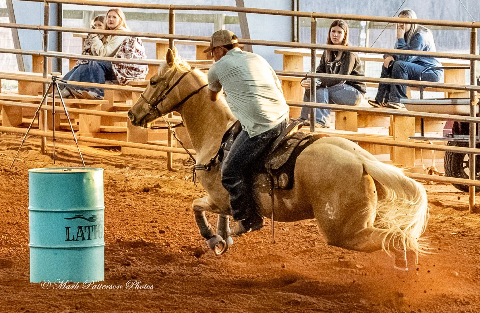 January 4, 2026, a barrel racing team competing at Latigo Farm in Landrum. #18712