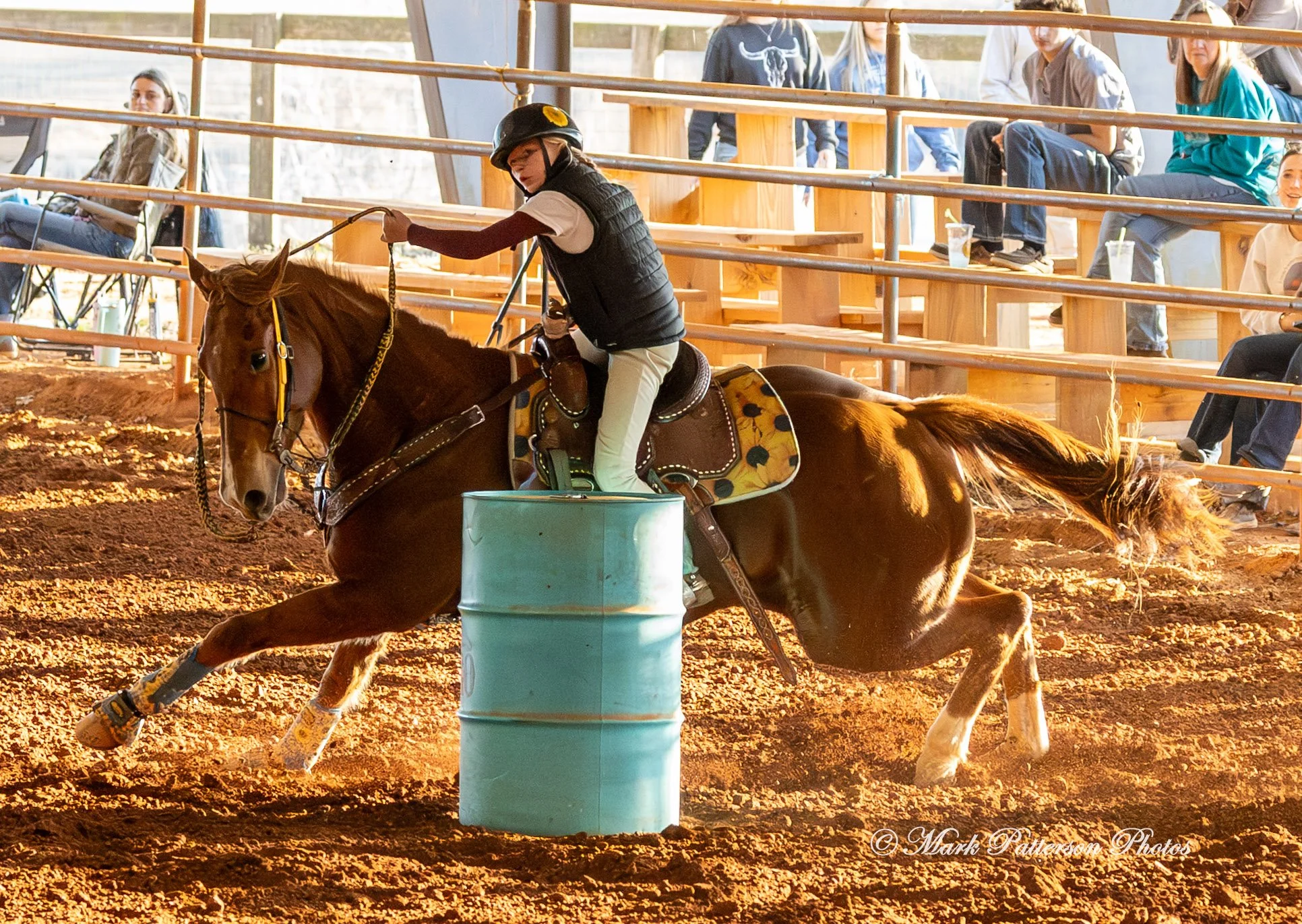 January 4, 2026, a barrel racing team competing at Latigo Farm in Landrum. #17909