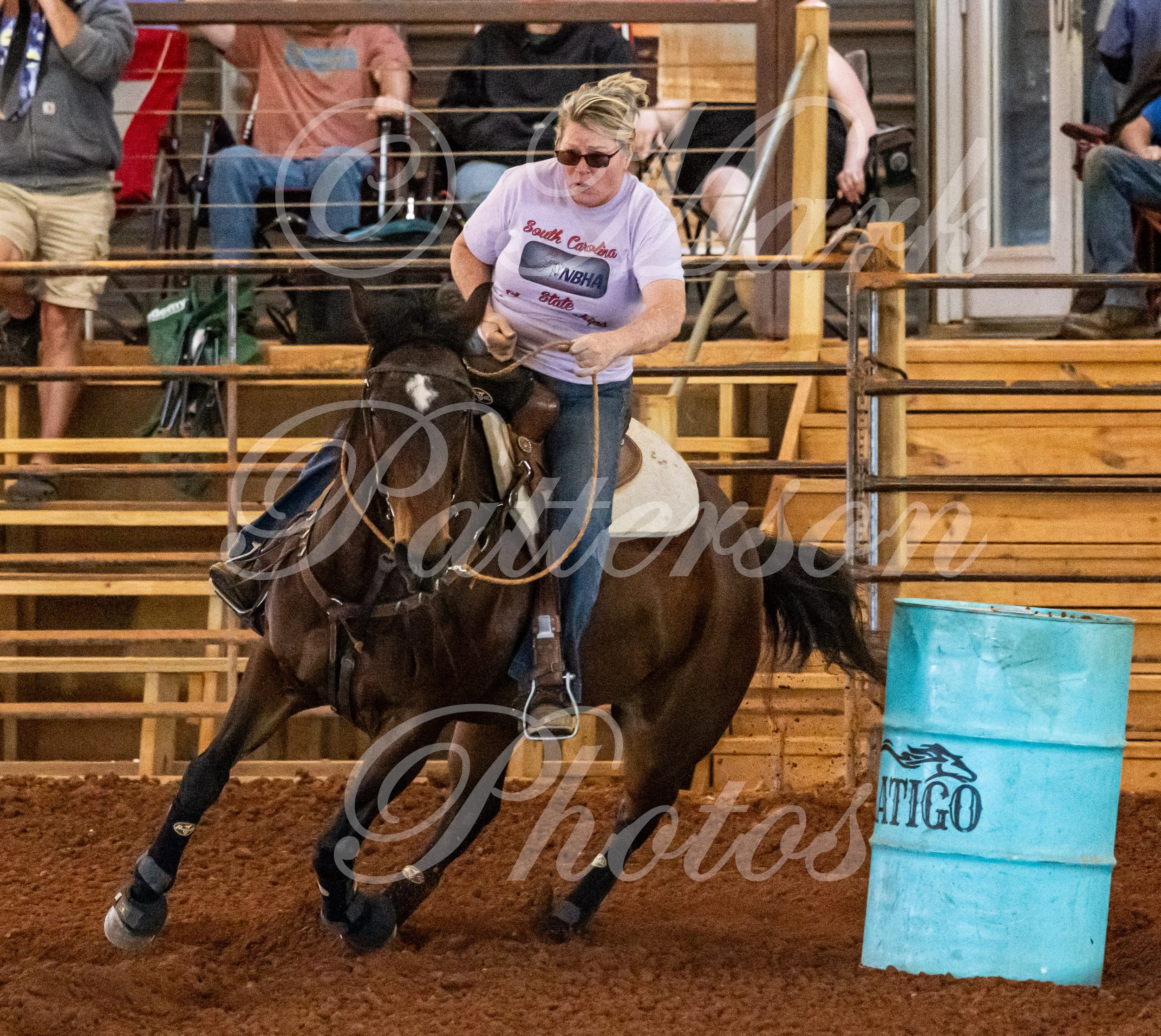 May 3, 2026, a barrel racing team competing at Latigo Farm in Landrum, SC. #12738